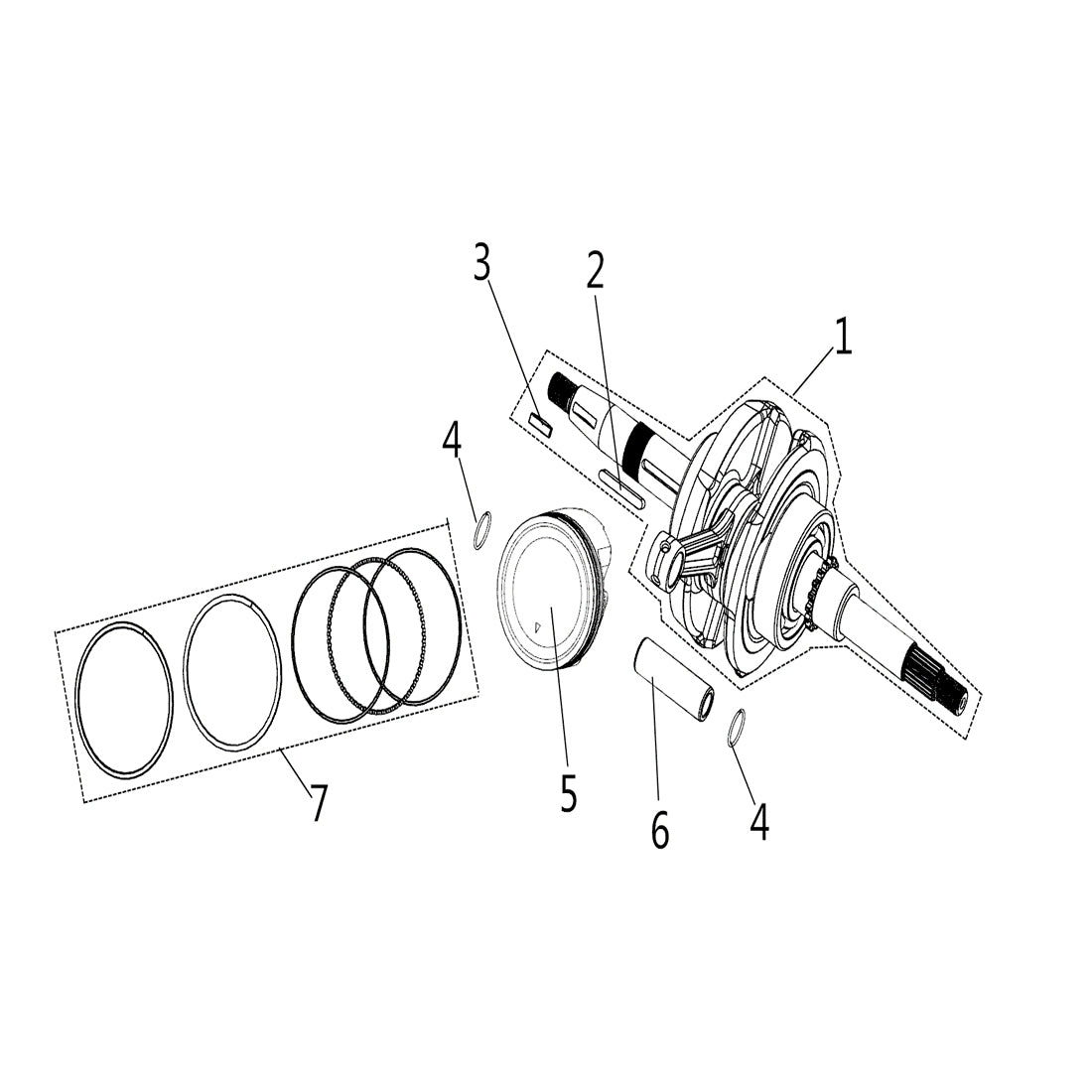 BUCK 250 CRANKSHAFT, CONNECTING ROD, PISTON
