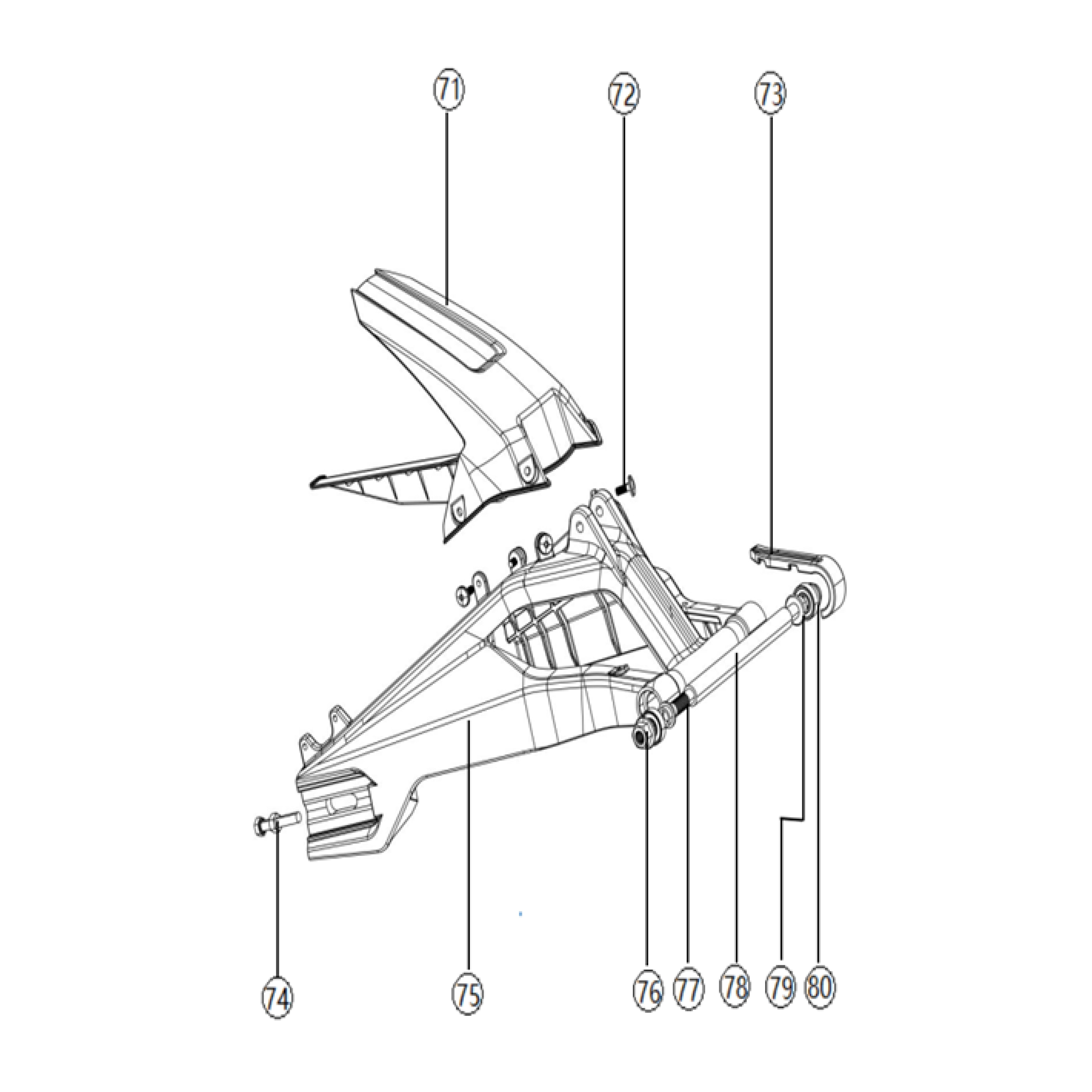 F80 Dirt Bike - Rear fork, Front section of rear fender