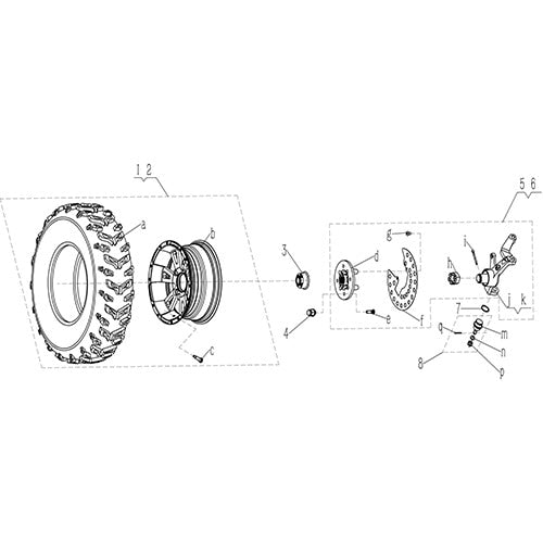 GKD350 Front Wheel and Tire Assy