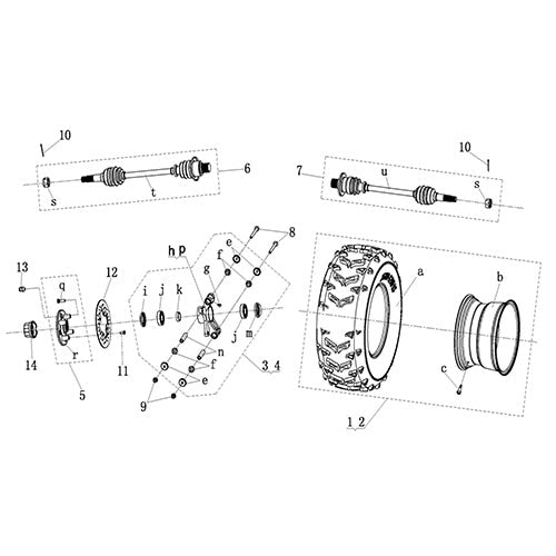 GKD350 Rear Wheel and Tire Assy