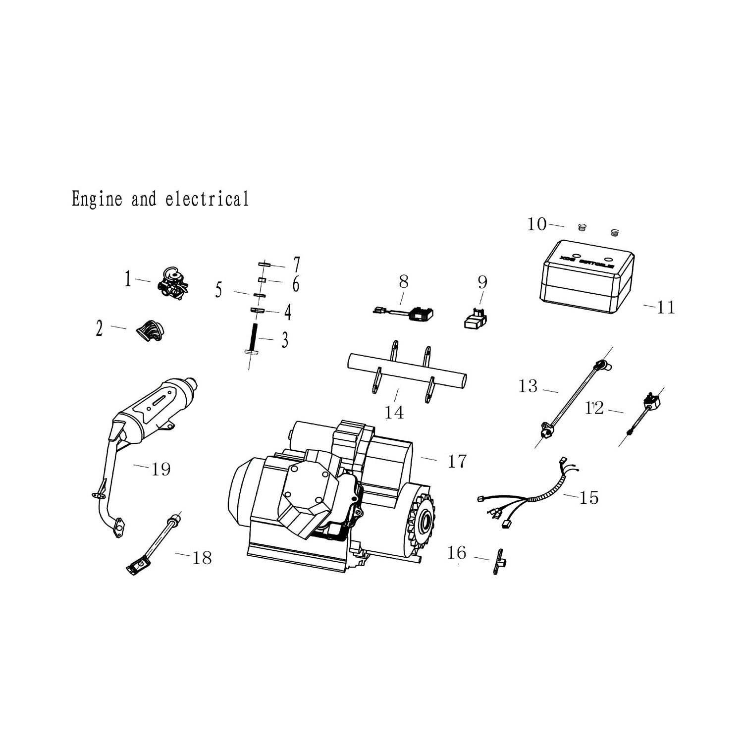 GKM 125 ENGINE AND ELECTRICAL PARTS