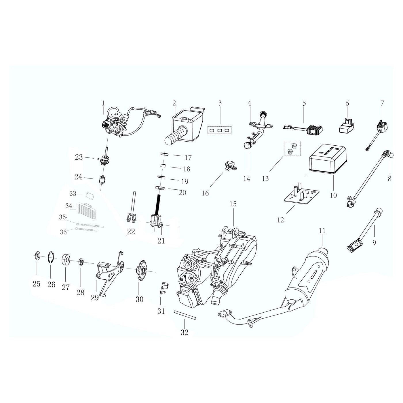 GKM 200 ENGINE AND ELECTRICAL PARTS