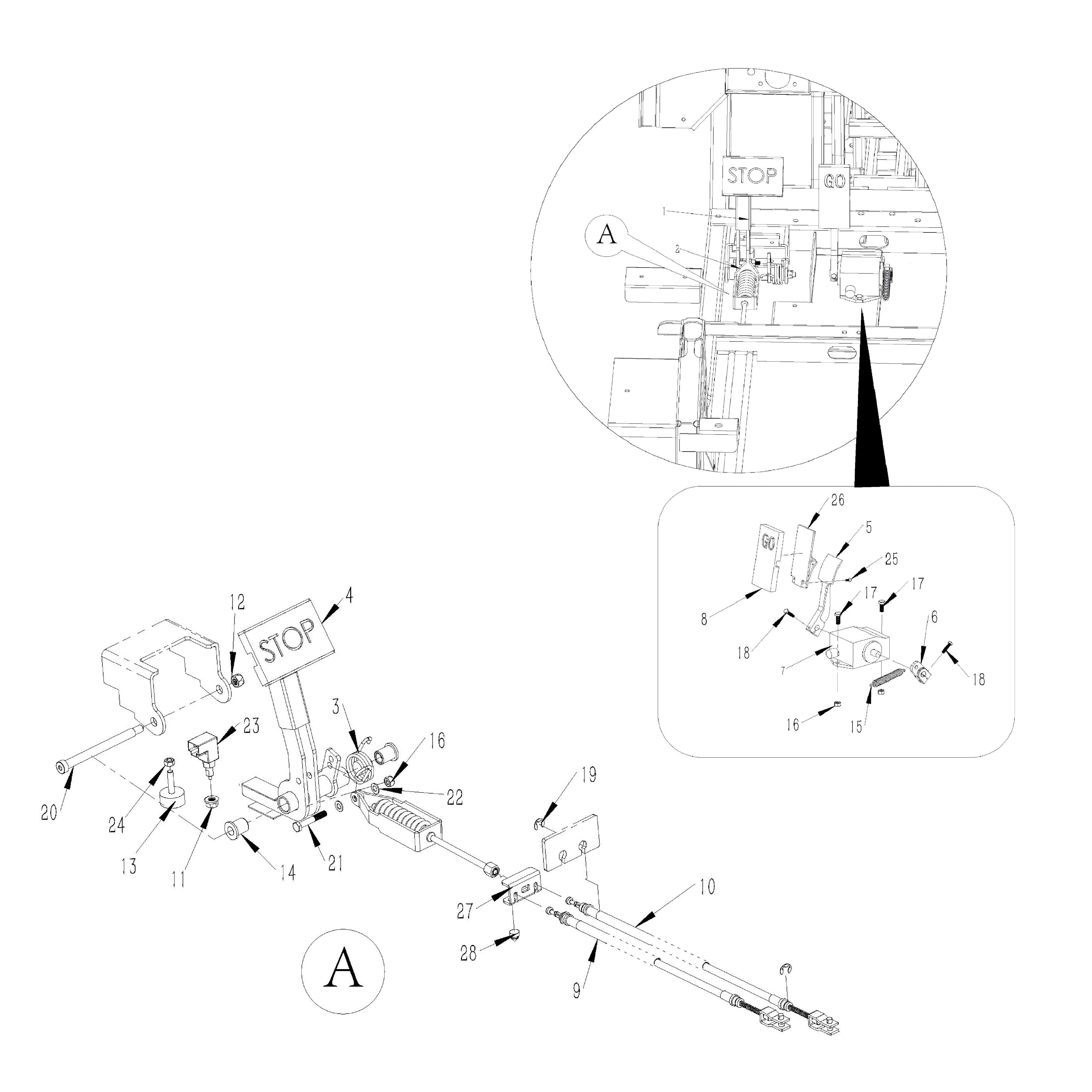 GMF2X Golf Cart Part - Accelerator and Brake Pedal Assembly