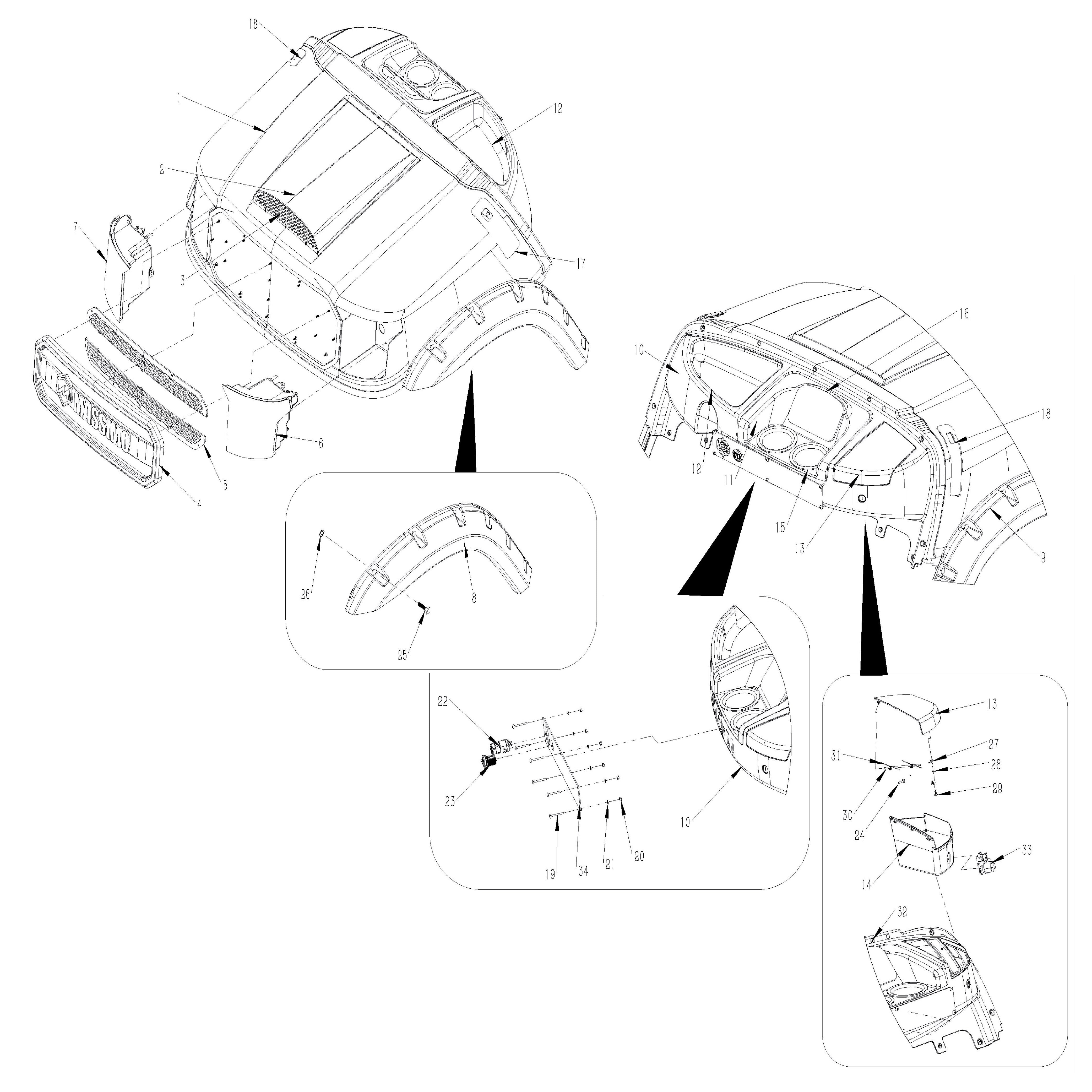 GMF2X Golf Cart Part - Front Body Assembly