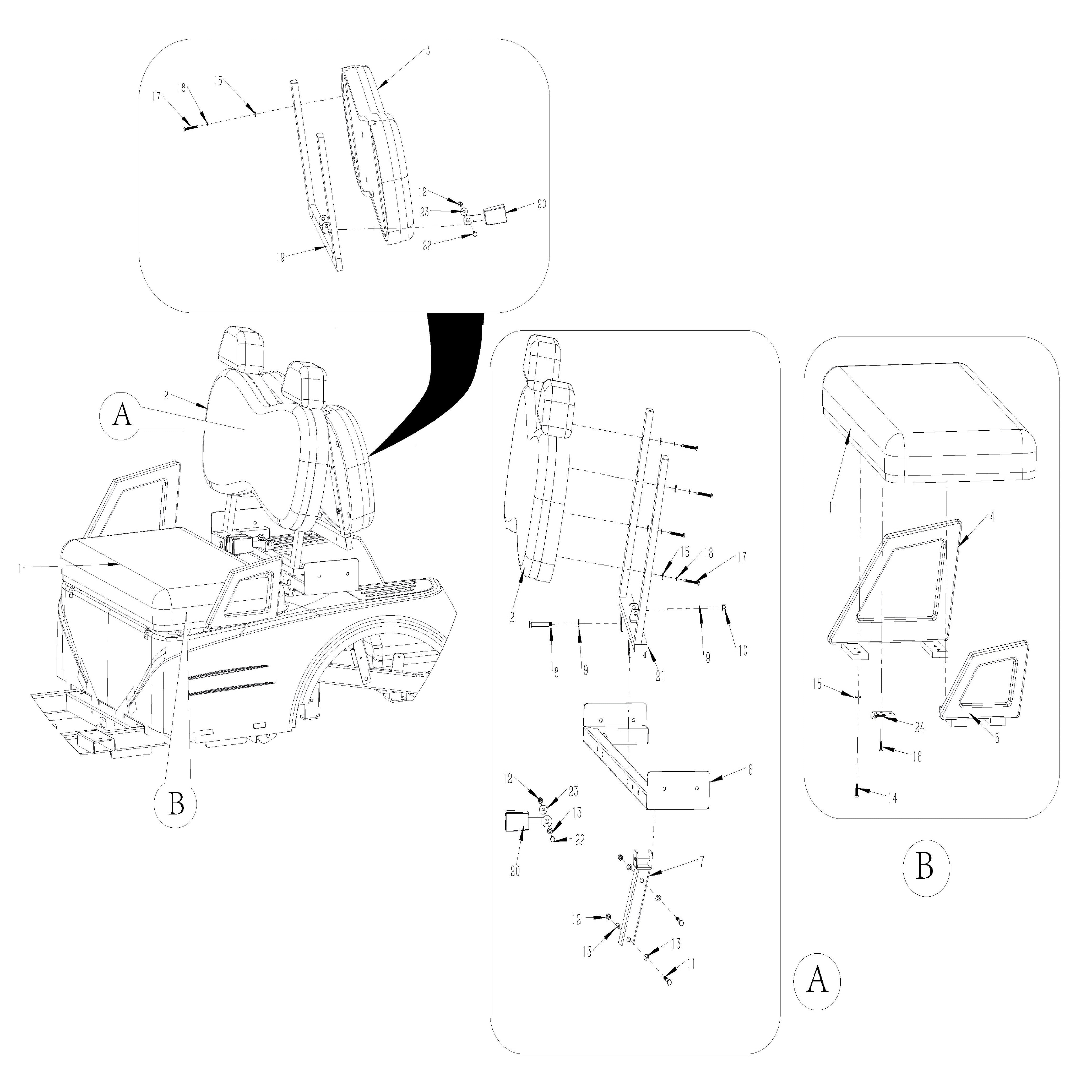 GMF2X Golf Cart Part - Front Seating Assembly