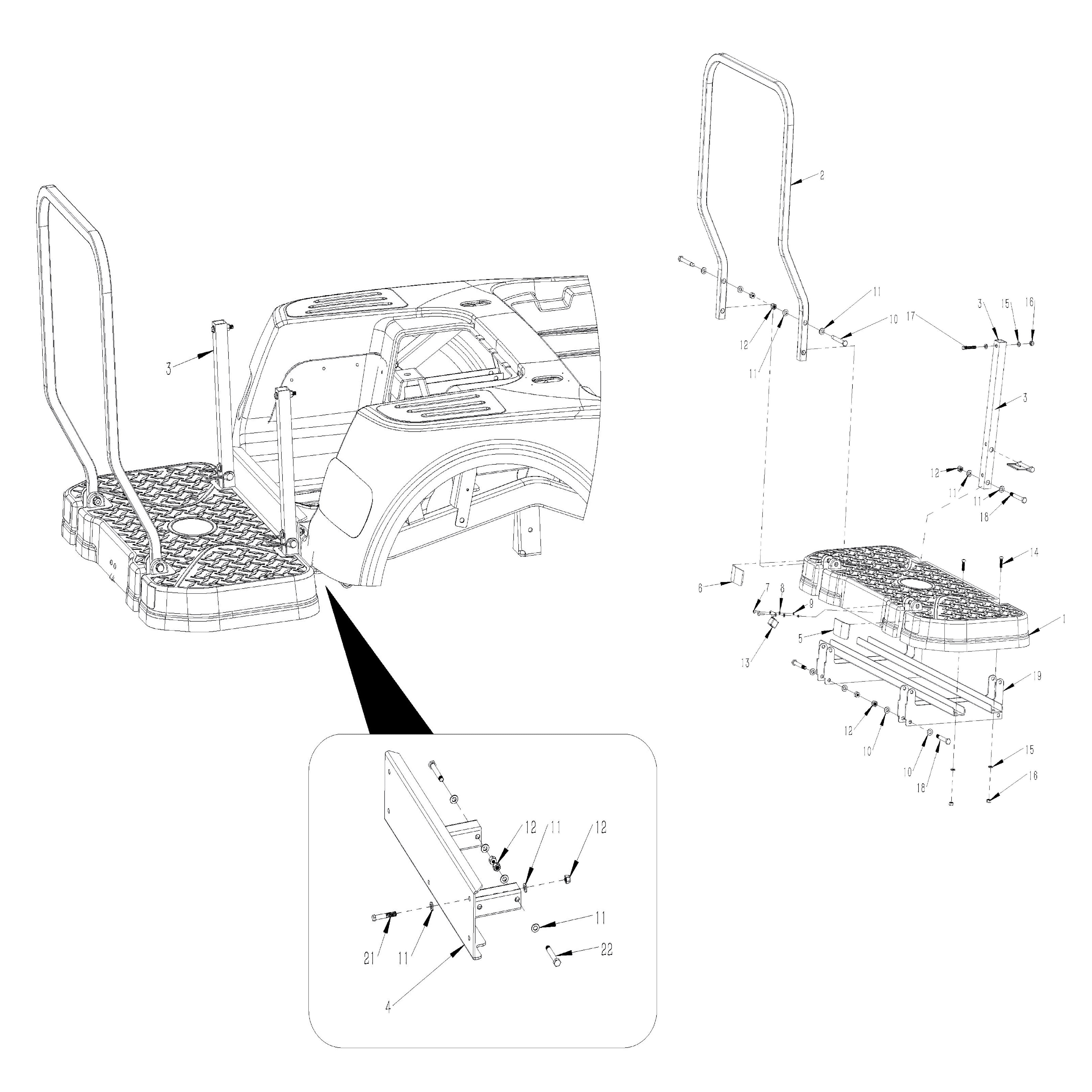 GMF2X Golf Cart Part - Rear Footdeck Assembly