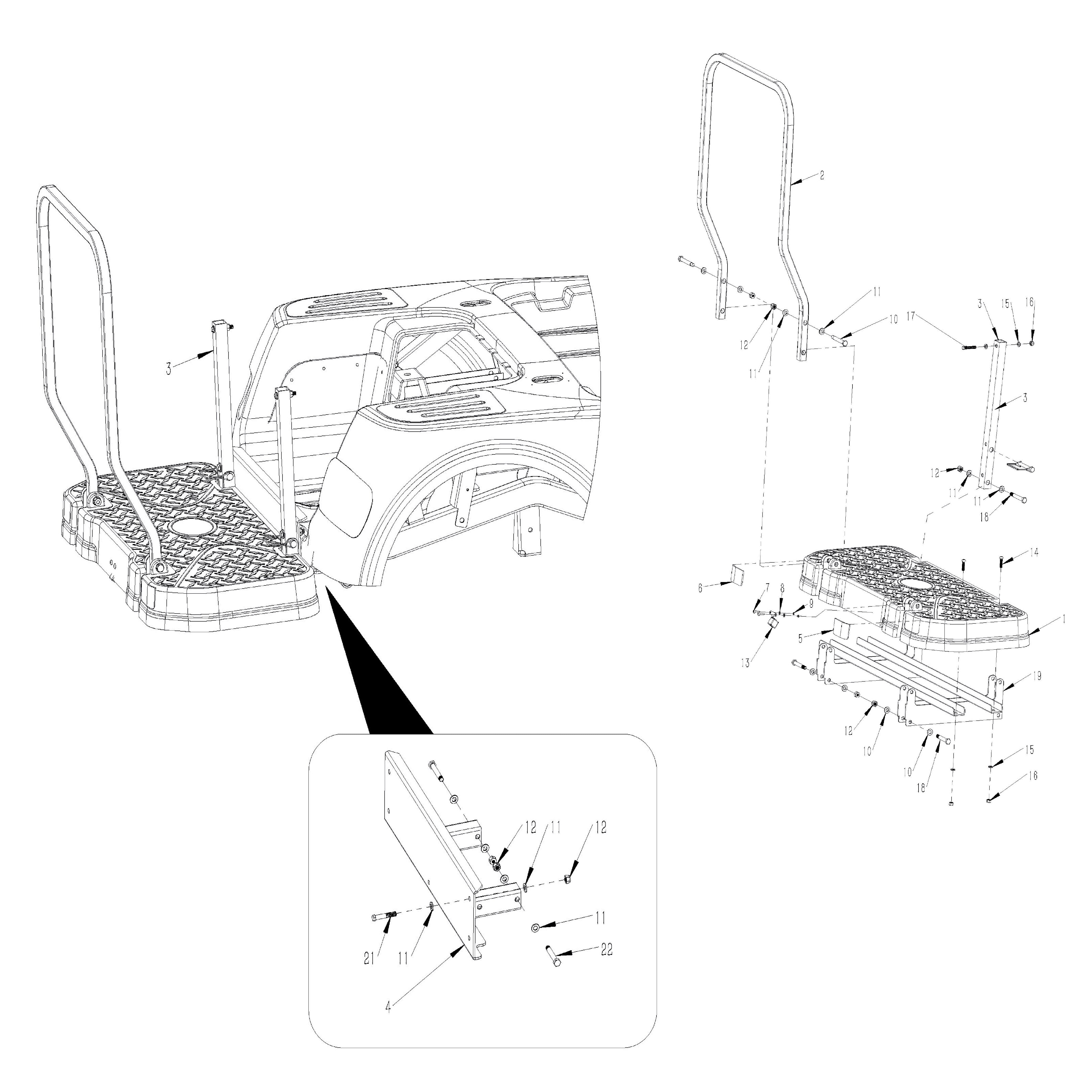 GMF2X Golf Cart Part - Rear Footdeck Assembly