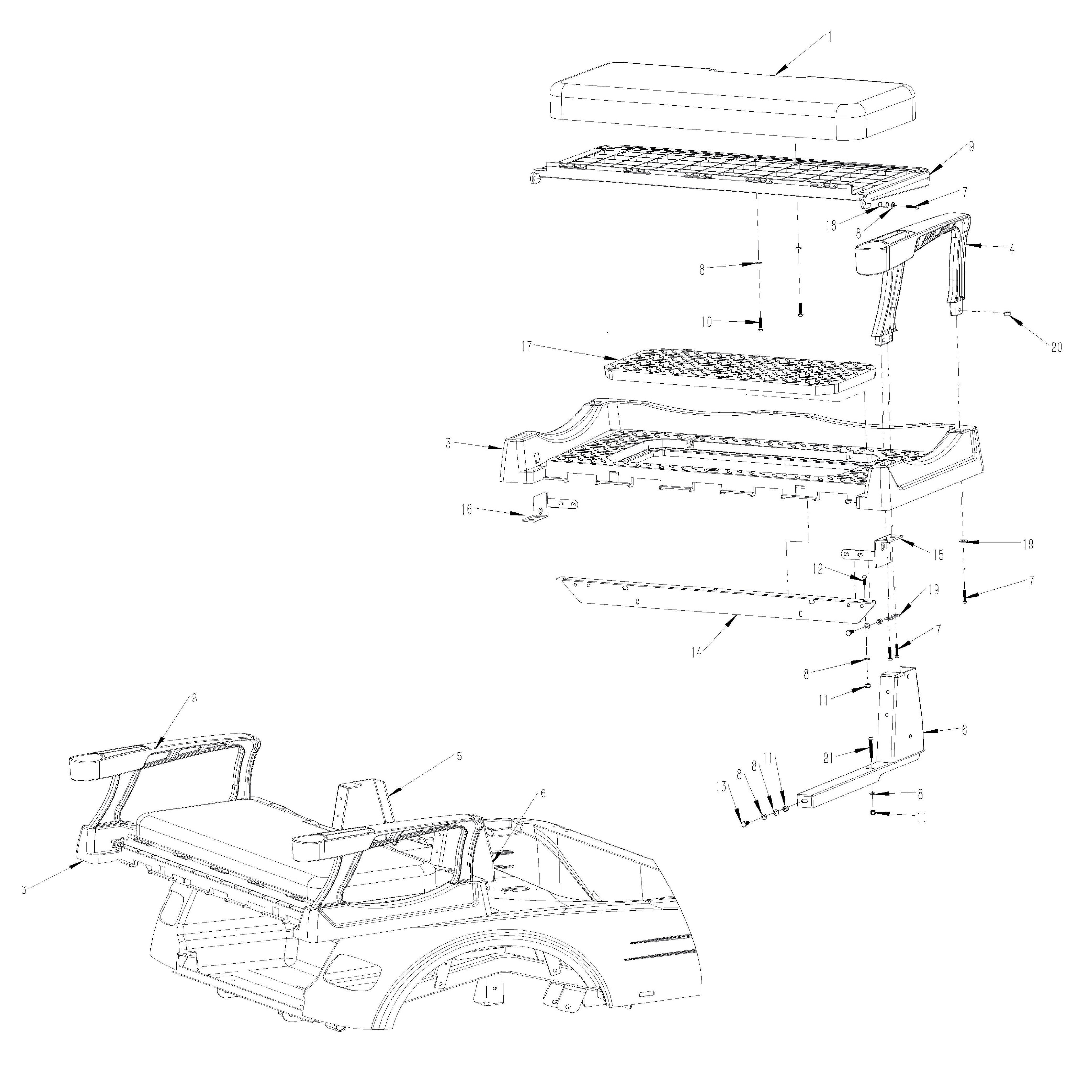 GMF2X Golf Cart Part - Rear Seating Assembly