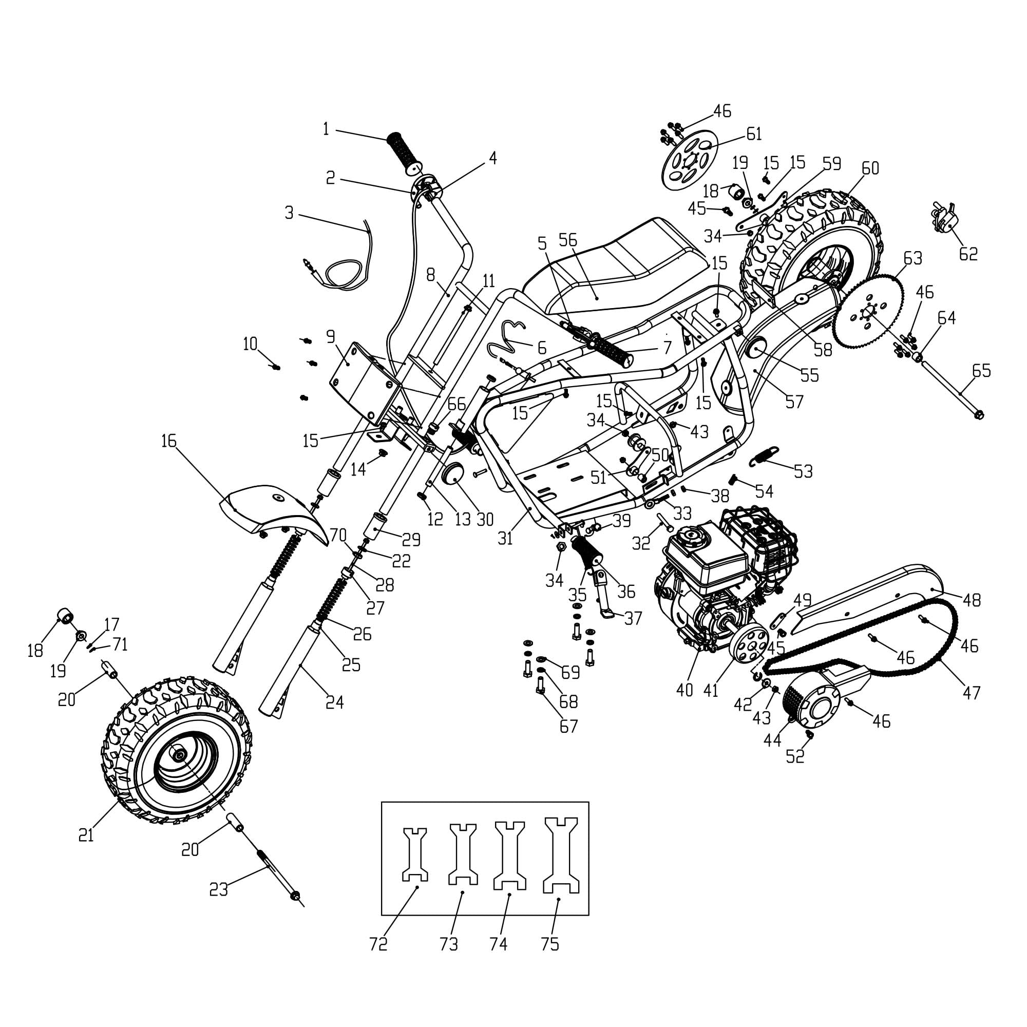MB 100 BIKE BODY PARTS