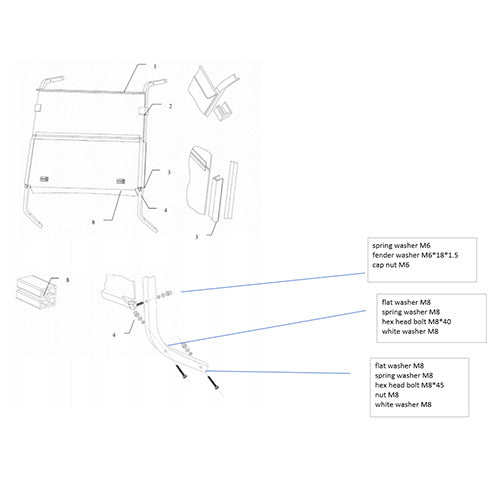 MEV2X Windshield, plastic Split windshield