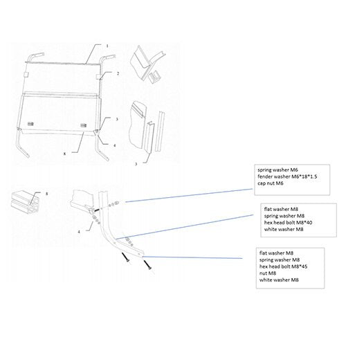 MEV2X Windshield, plastic Split windshield