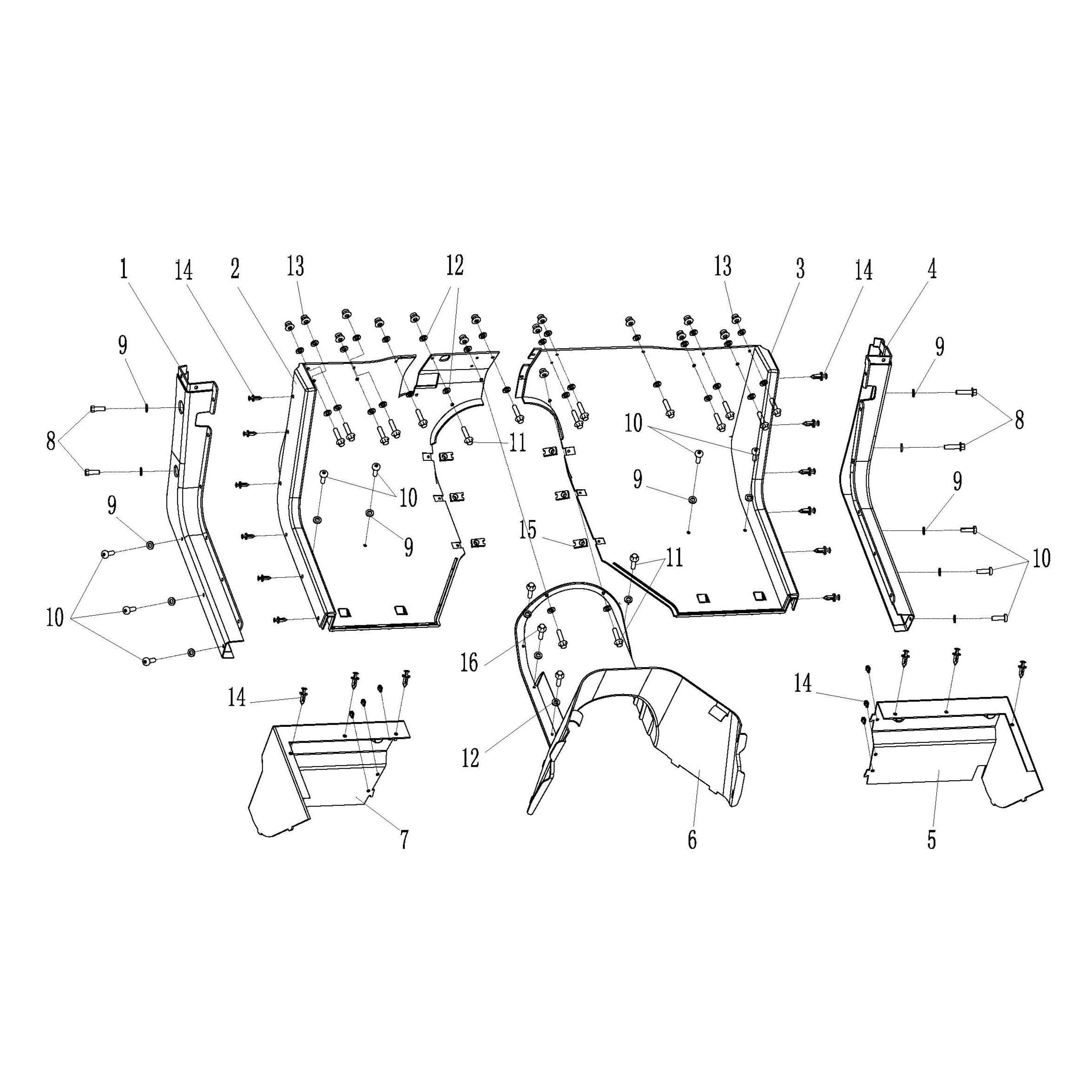 MSU850-5 - Front Row Plastic Trim