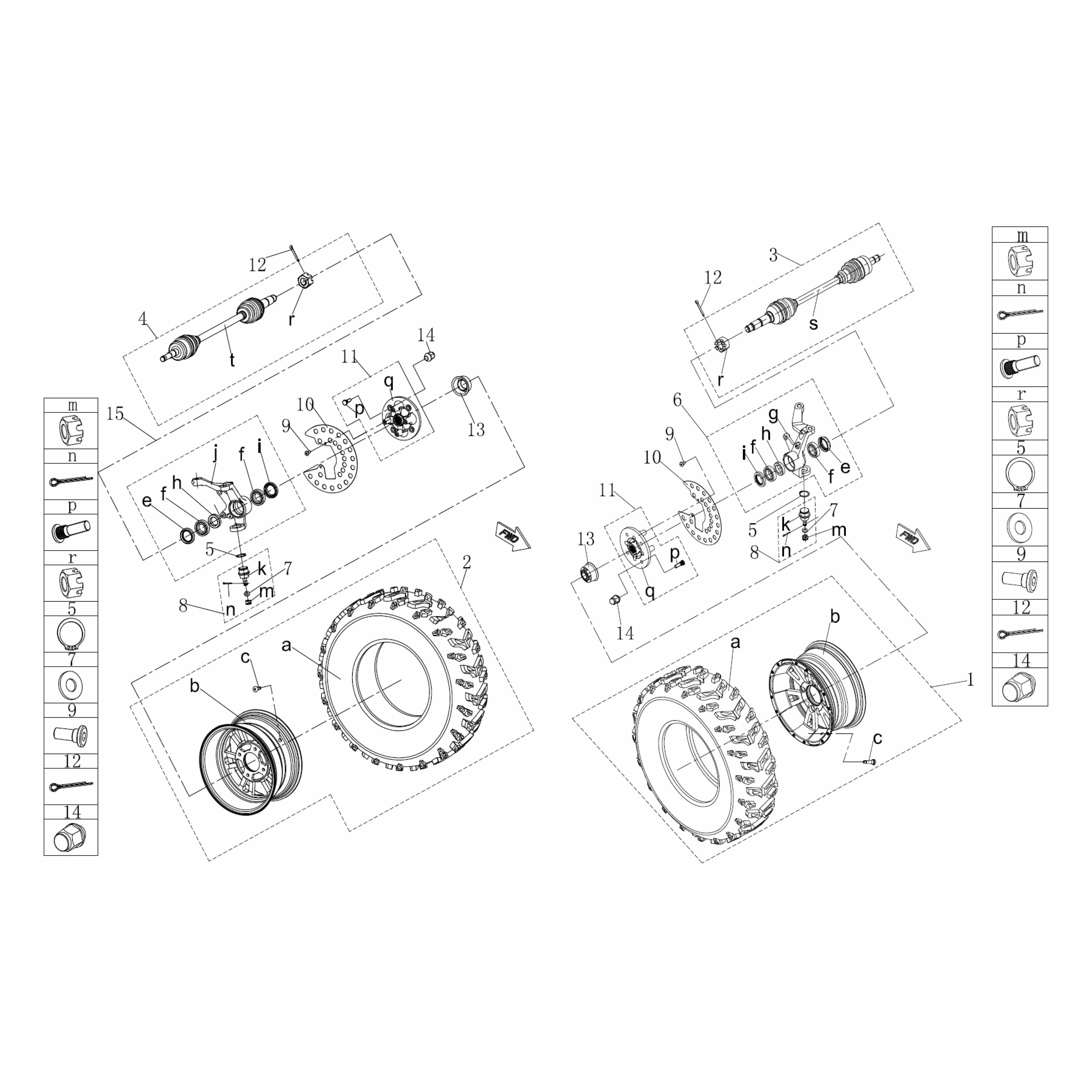 MSU850 Front Axle Assembly Borrowed