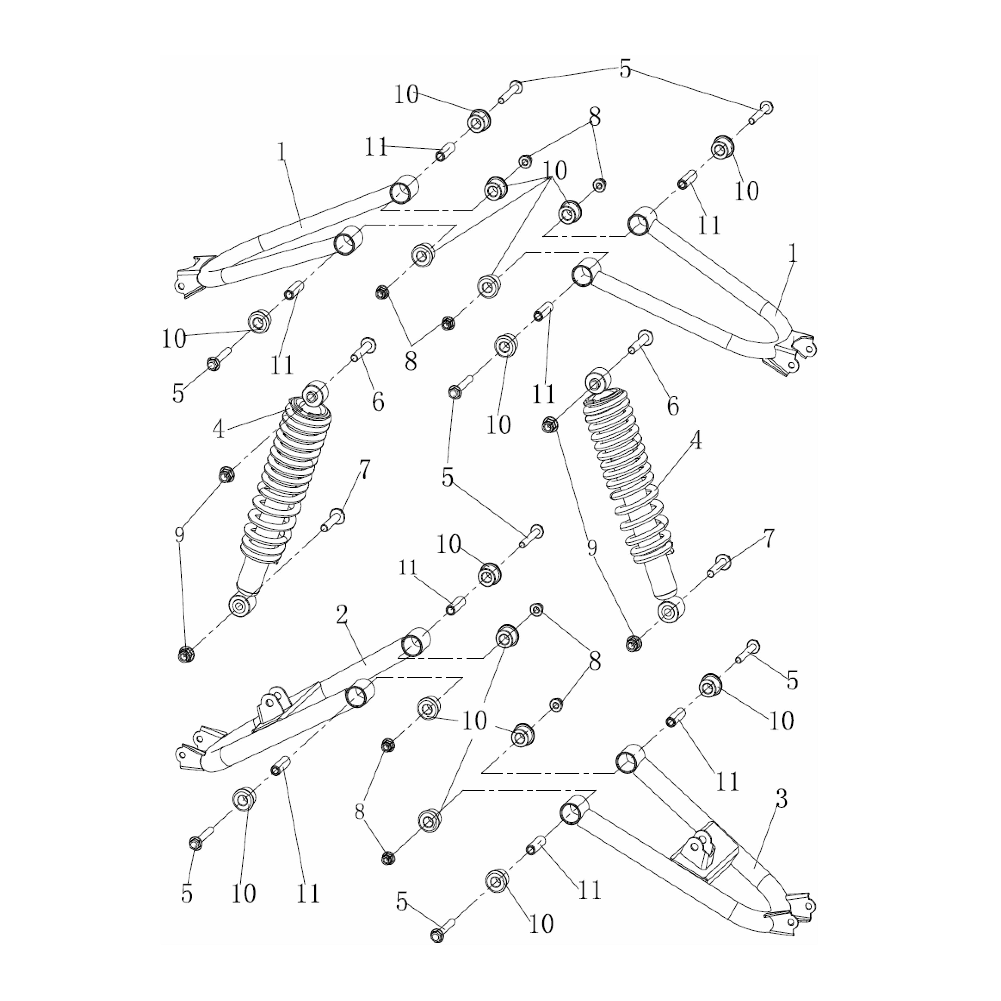 MSU850 Rear Suspension Assembly Borrowing