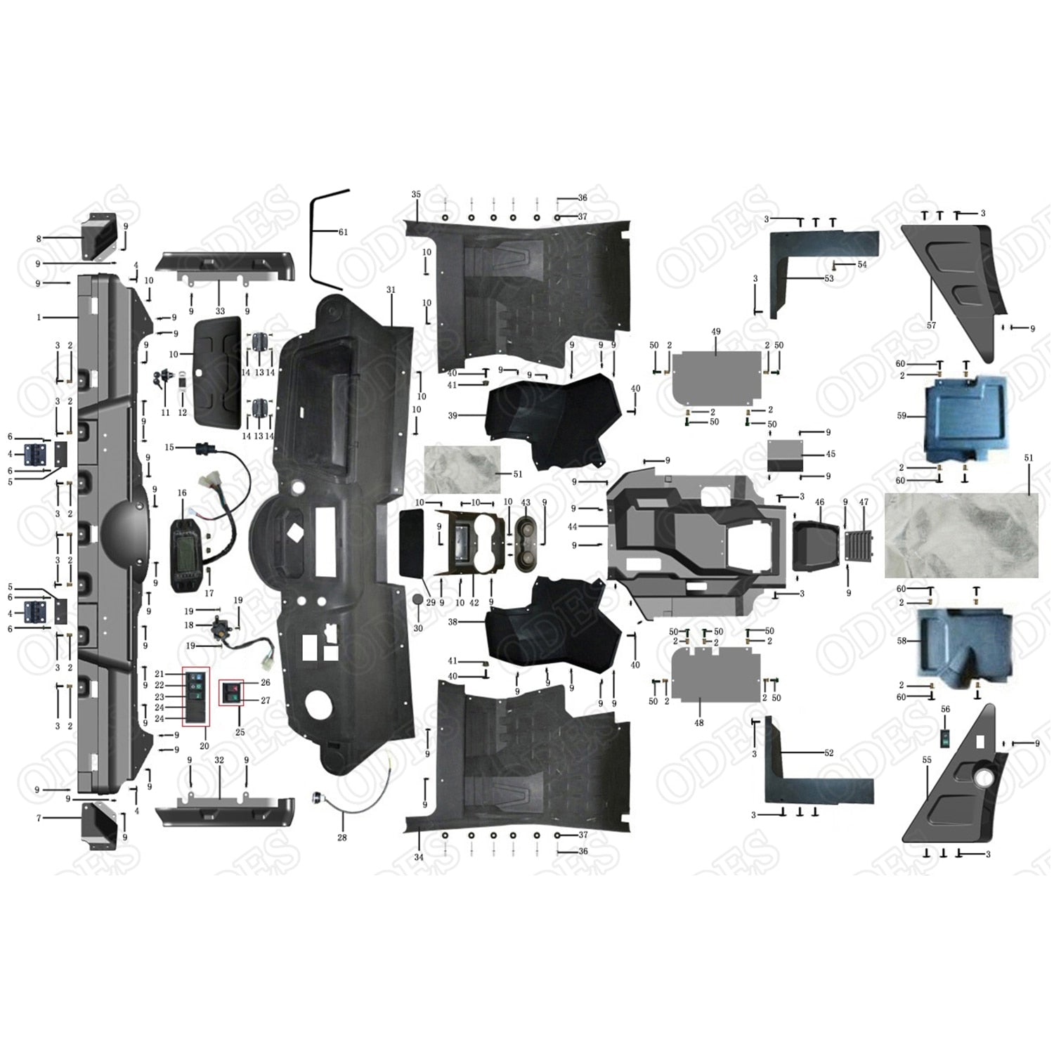 MSU 800 PLASTIC COVERS, MIDDLE (WITH TOPLIGHT)