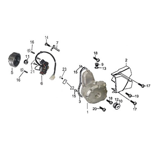 Mini J  Left Crankcase  Cover & Magnetic Motor