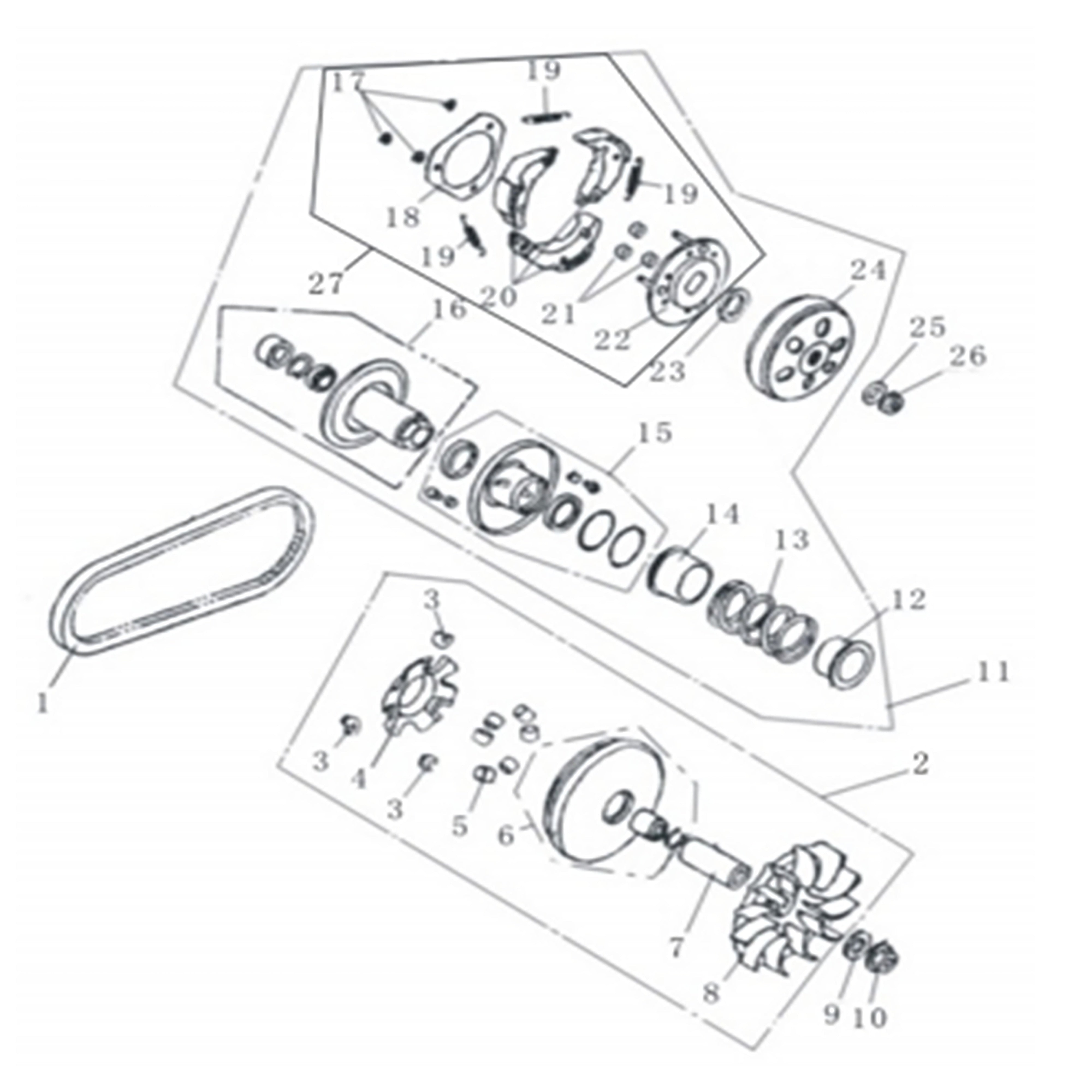 NEW GKA 200 DRIVING AND DRIVEN PULLEY ASSY