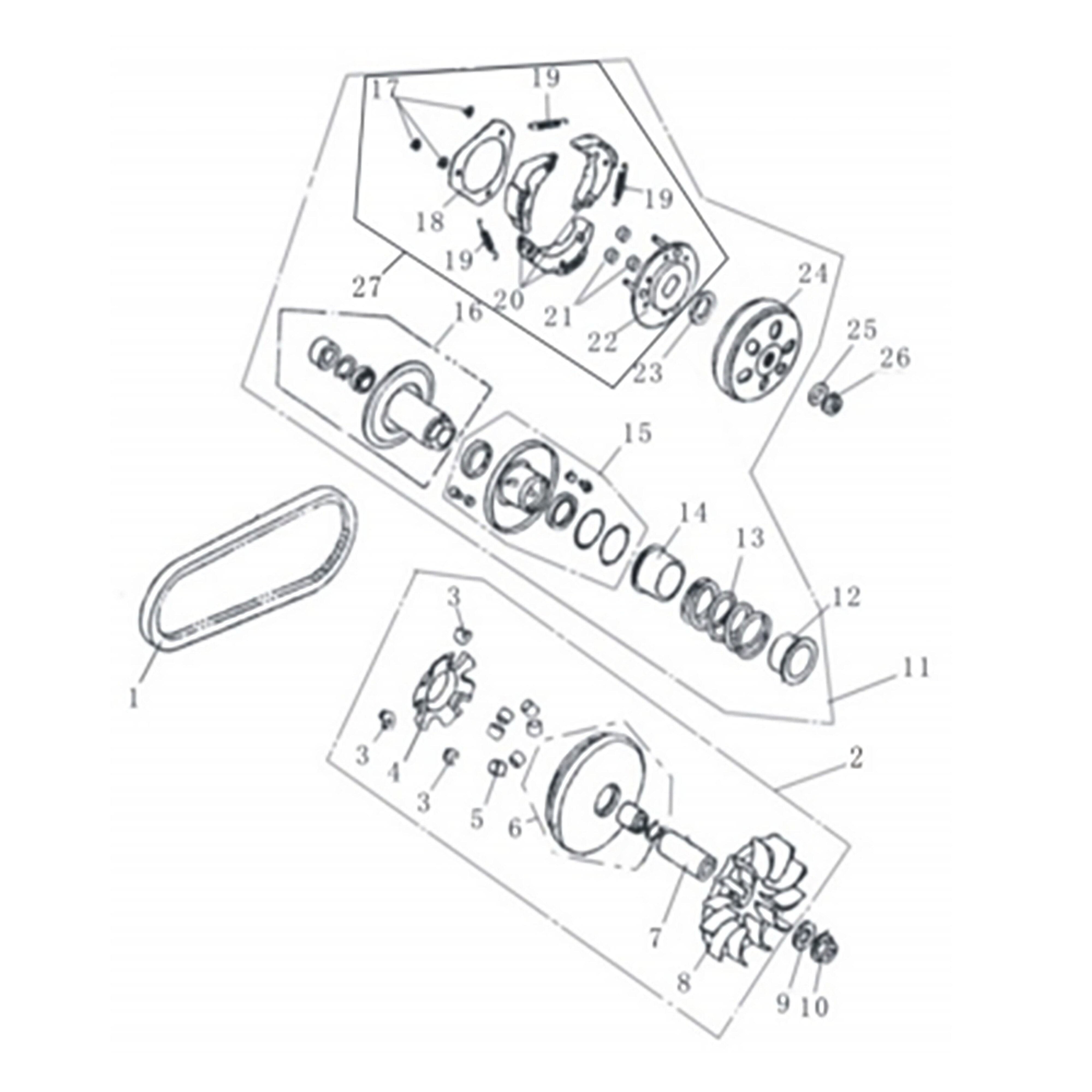 NEW GKD 200 DRIVING AND DRIVEN PULLEY ASSY