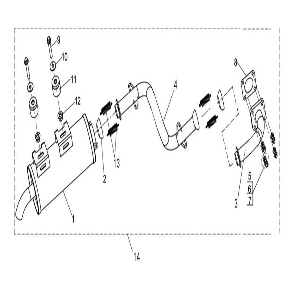 T-BOSS 1100D EXHAUST ASSEMBLY EXPLODED VIEW