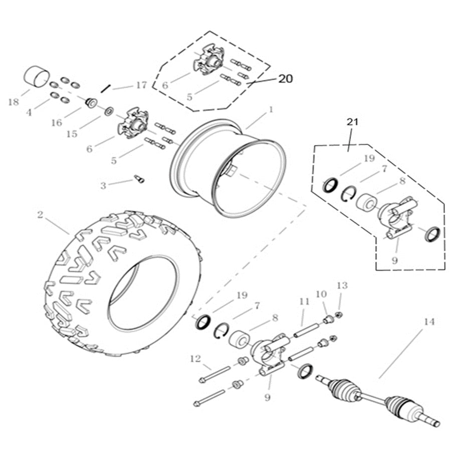 T-BOSS 1100D REAR WHEEL RH SIDE