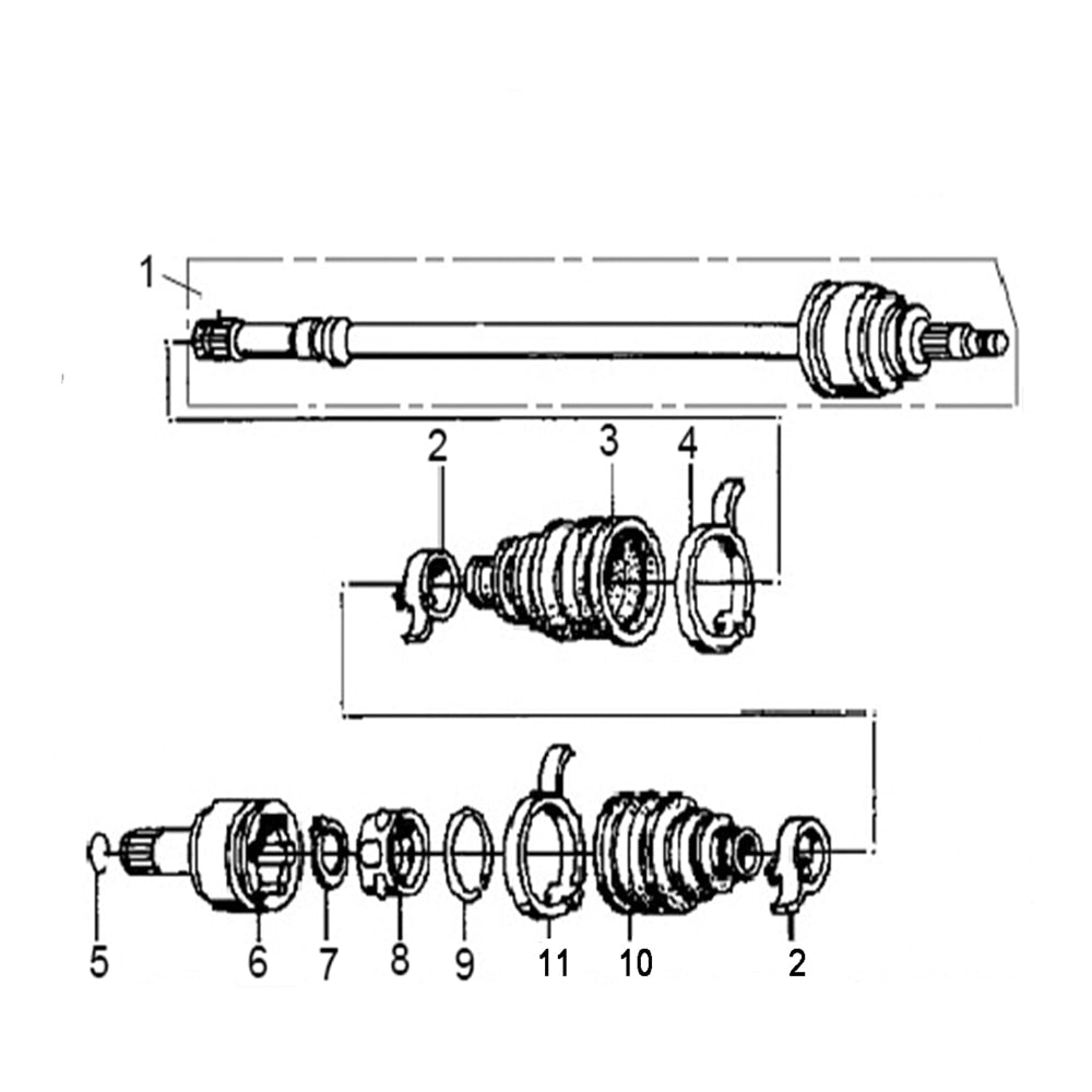 T-BOSS 1100D SHAFT HALF A (ONE SPLIEN)