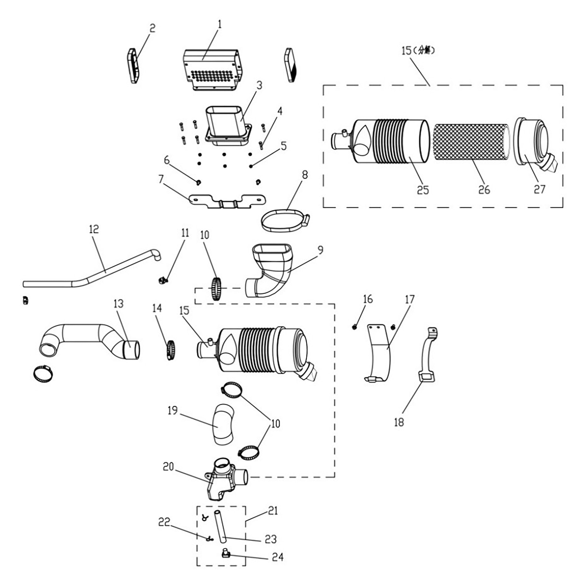 T-BOSS 900 AIR INTAKE EXPLODED VIEW