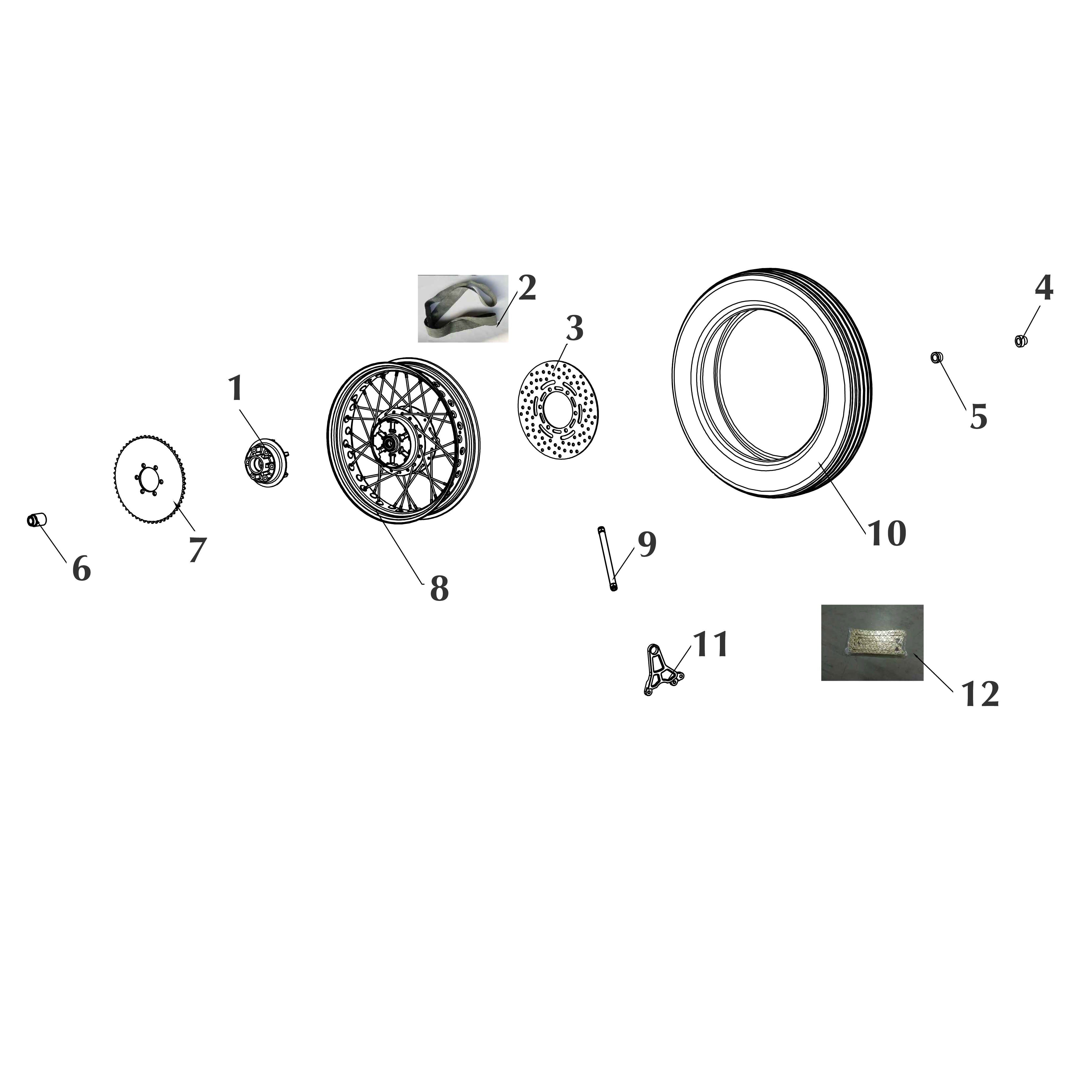 VOGER PARTS - Rear wheel assy