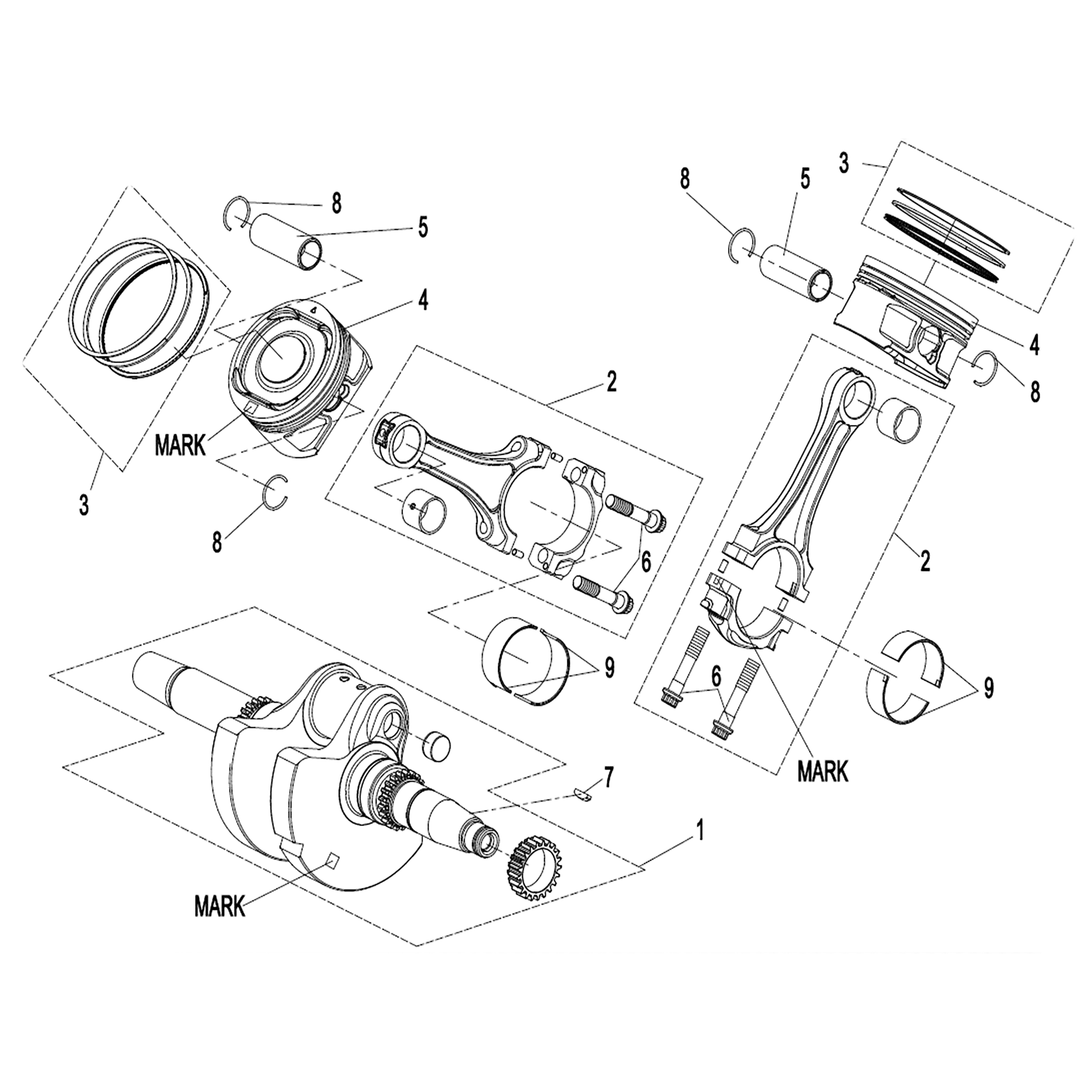 WARRIOR 1000CC ENGINE CRANKSHAFT, CONNECTING ROD, PISTON ASSY