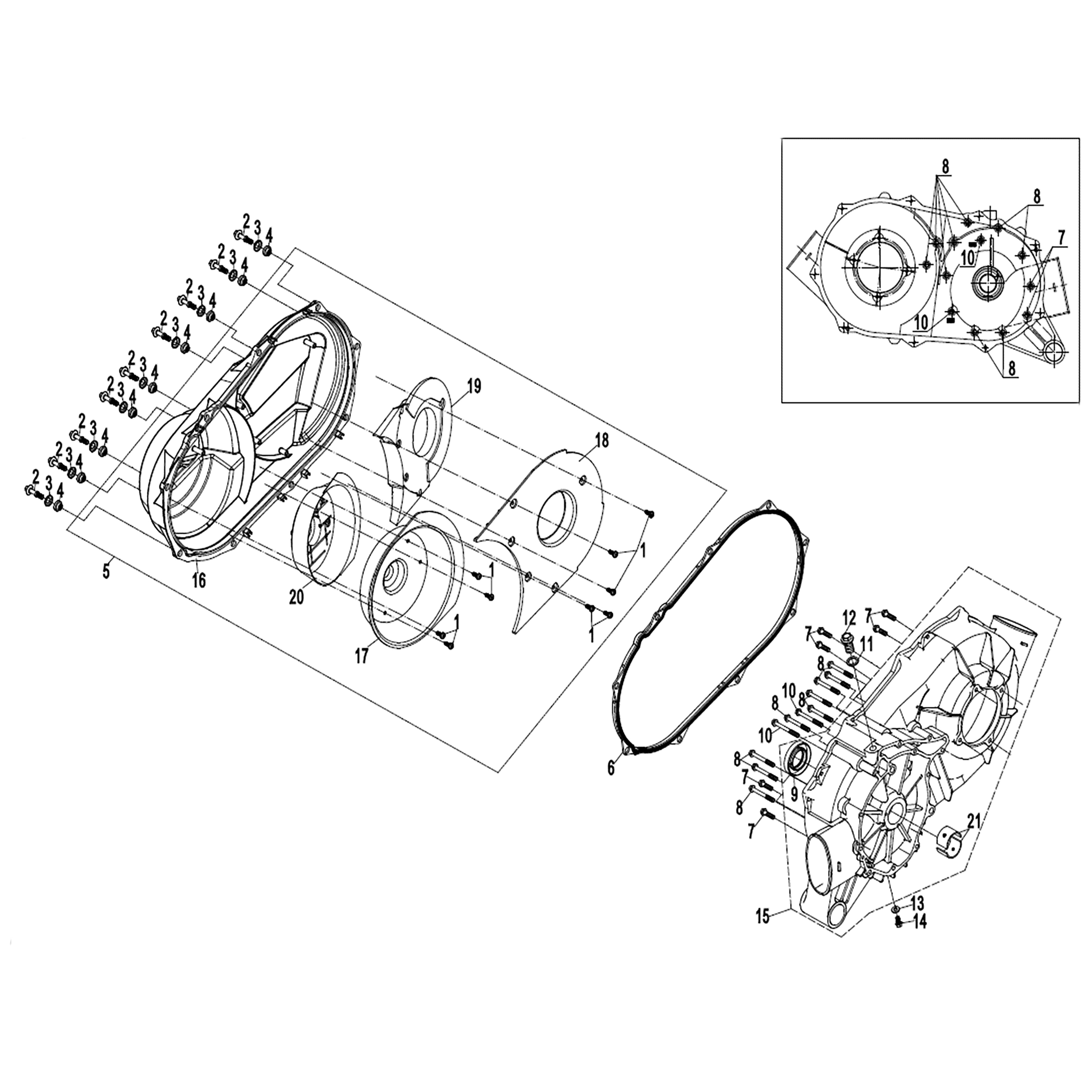 WARRIOR 1000CC ENGINE CVT CASE ASSY