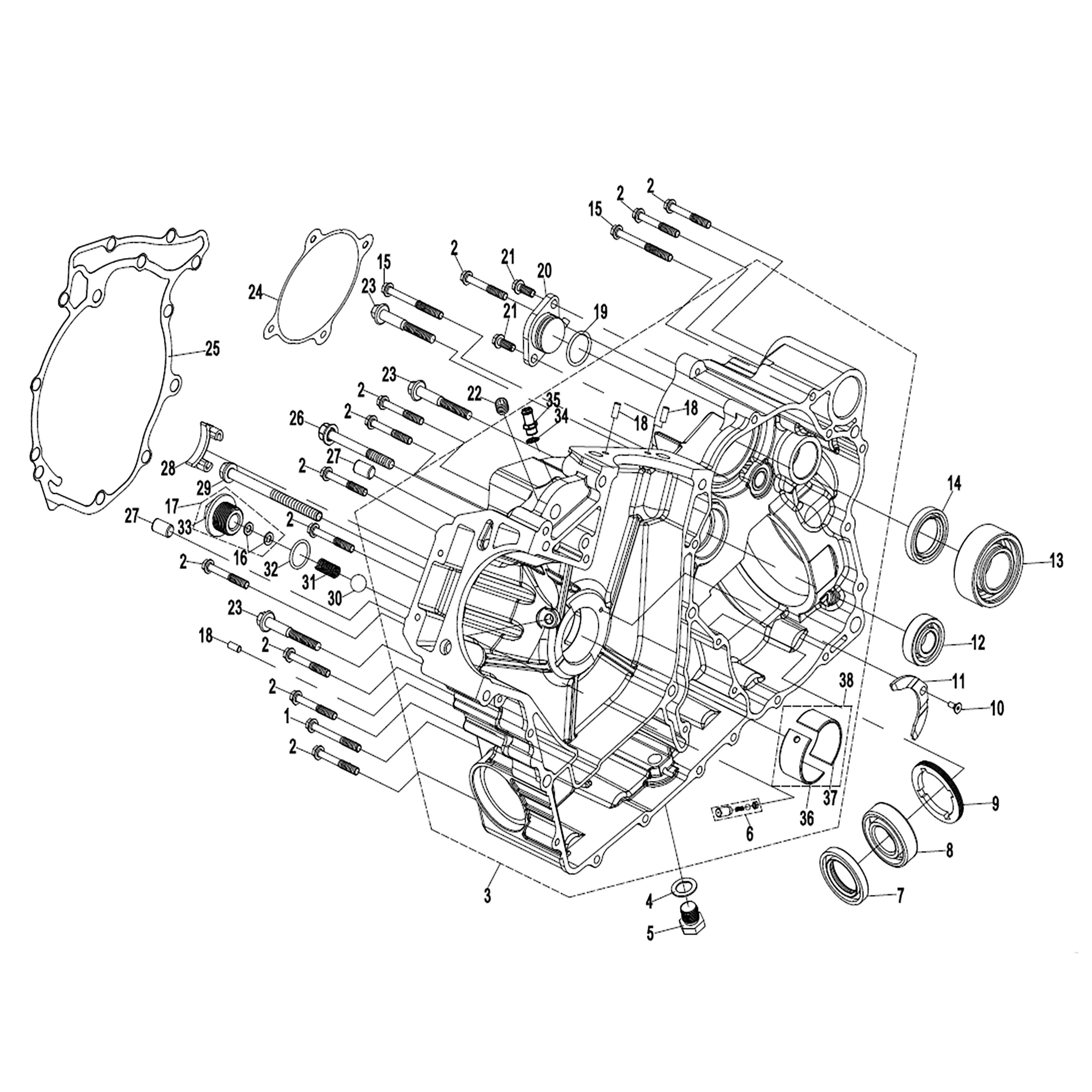 WARRIOR 1000CC ENGINE RIGHT CRANKCASE ASSY