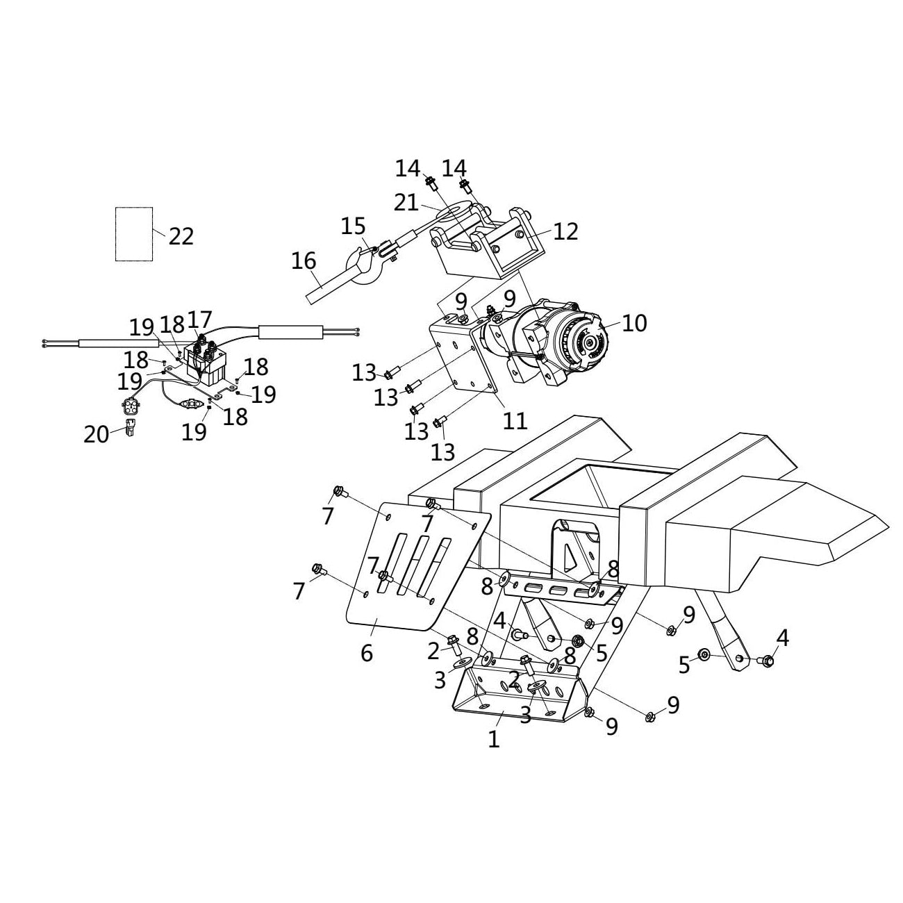 WARRIOR 1000 BUMPER AND WINCH ASSY