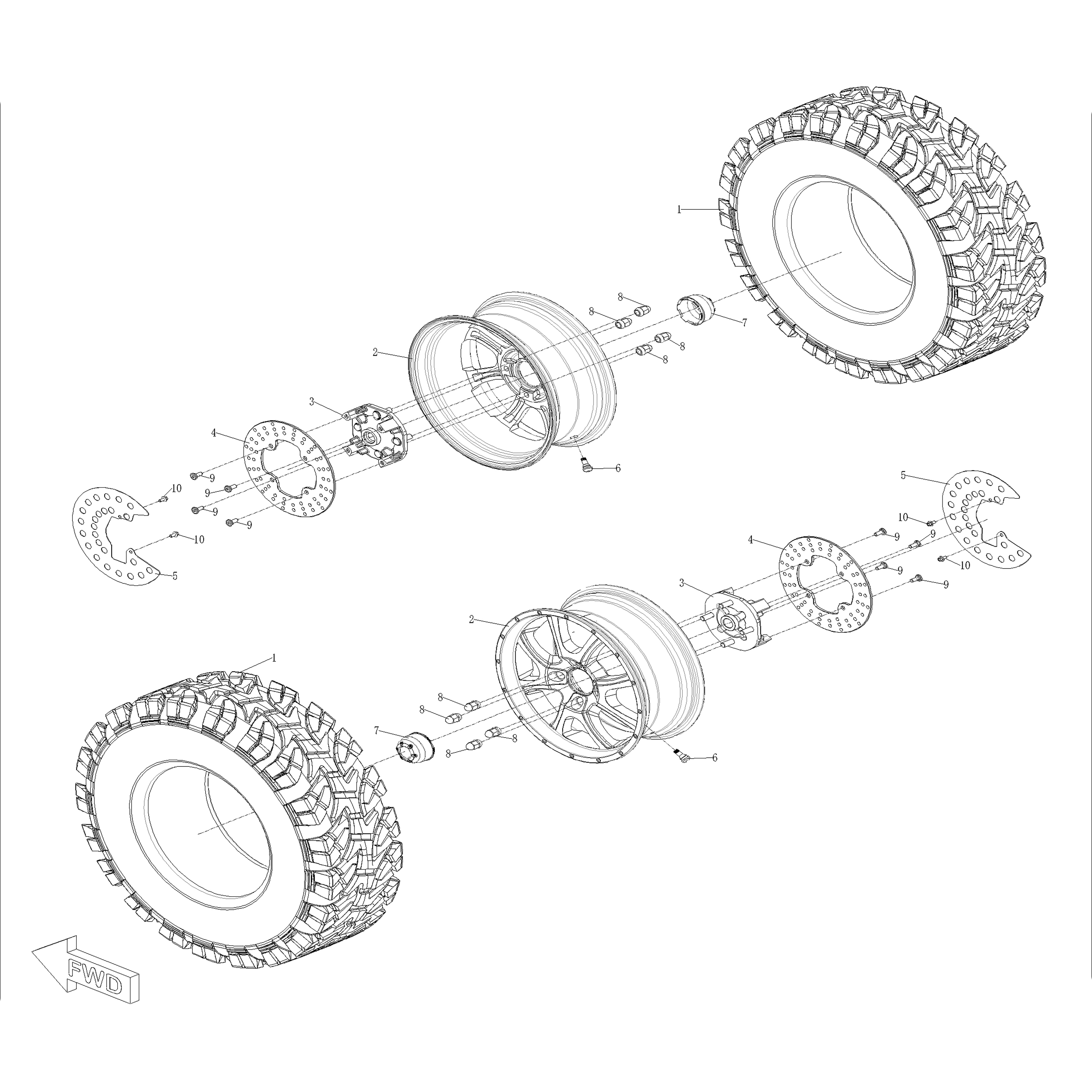 Warrior 1000 MXD Crew Front Tire & Wheel