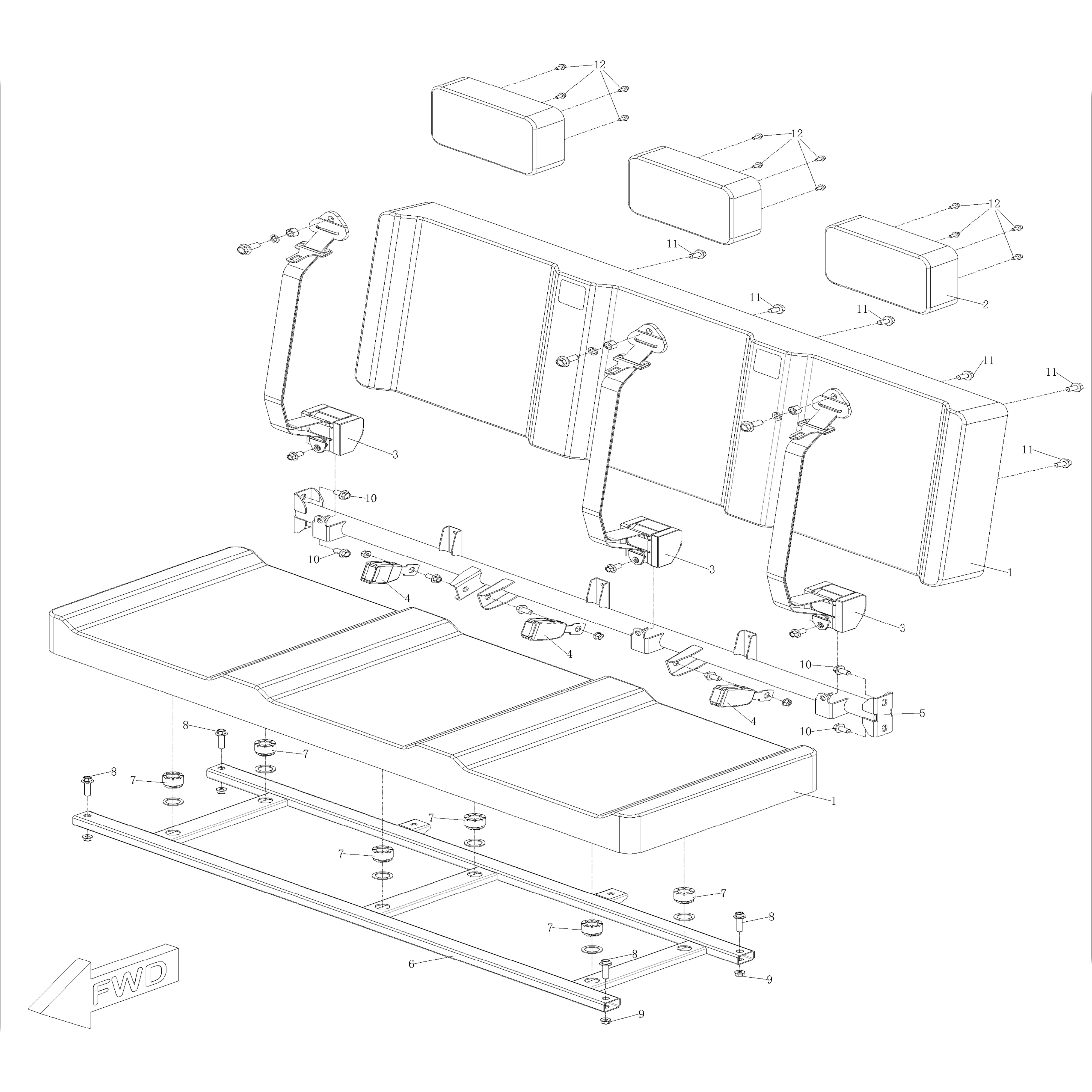 Warrior 1000 MXD Crew Rear Seat