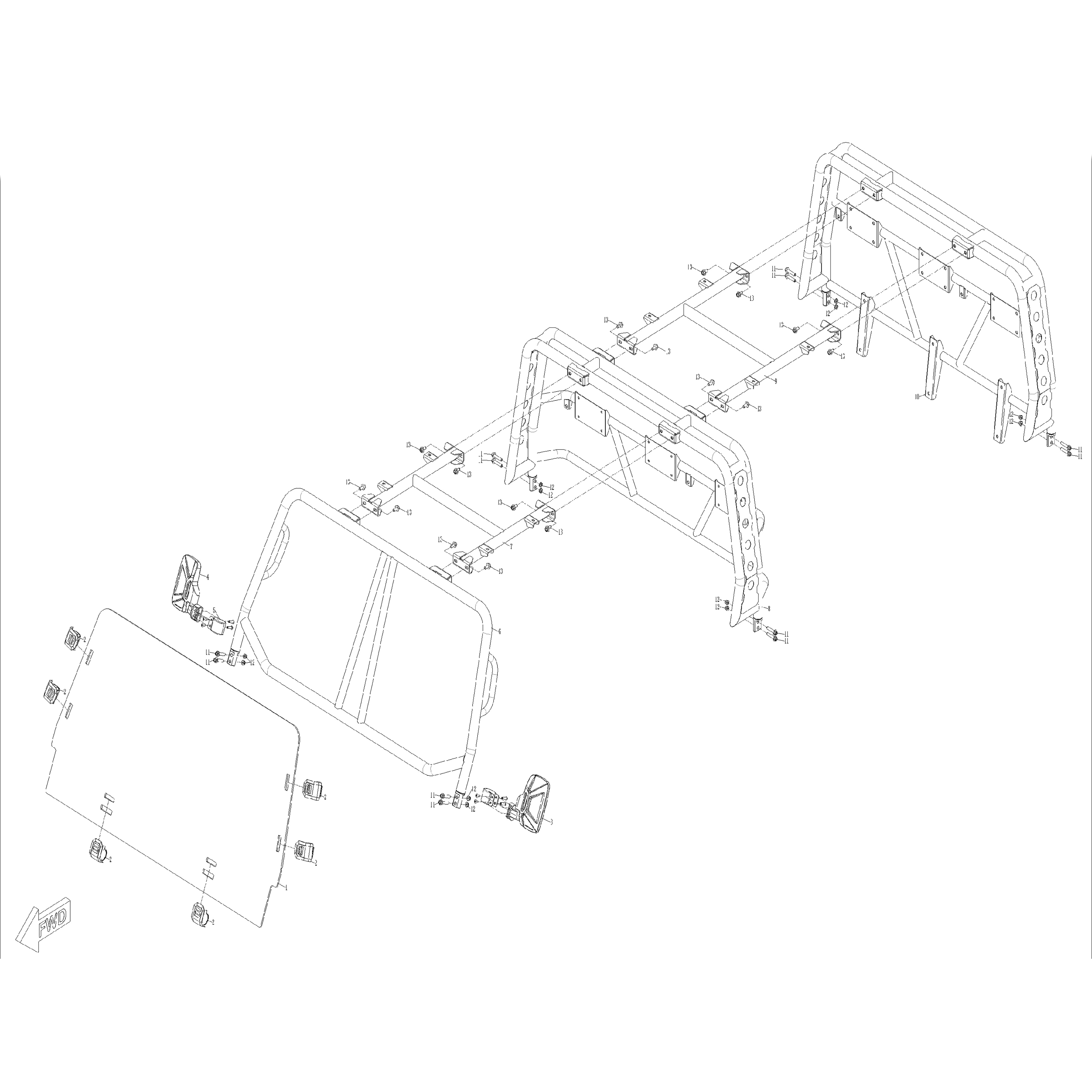 Warrior 1000 MXD Crew Roll Cage