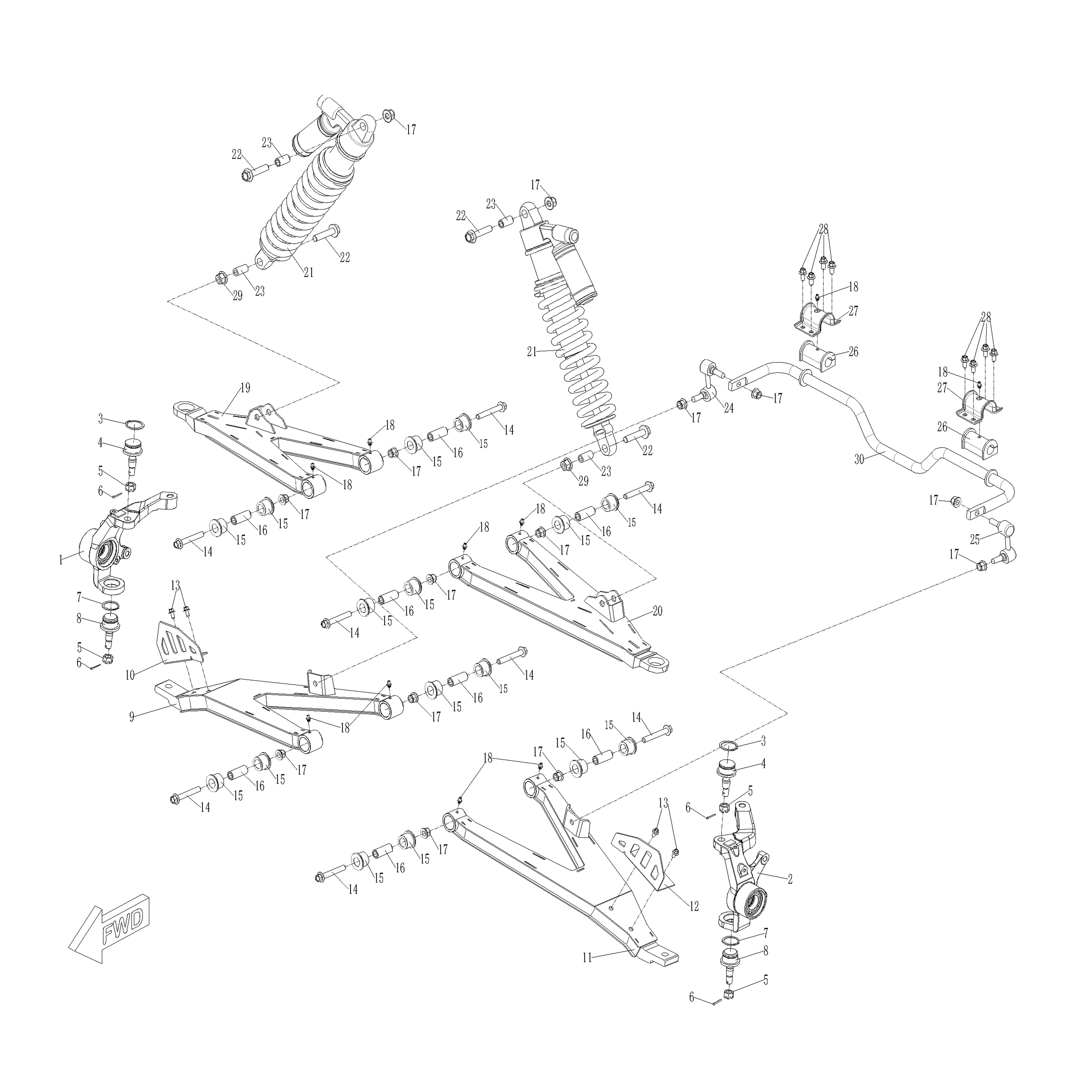 Warrior 1000 MXD Front Suspension