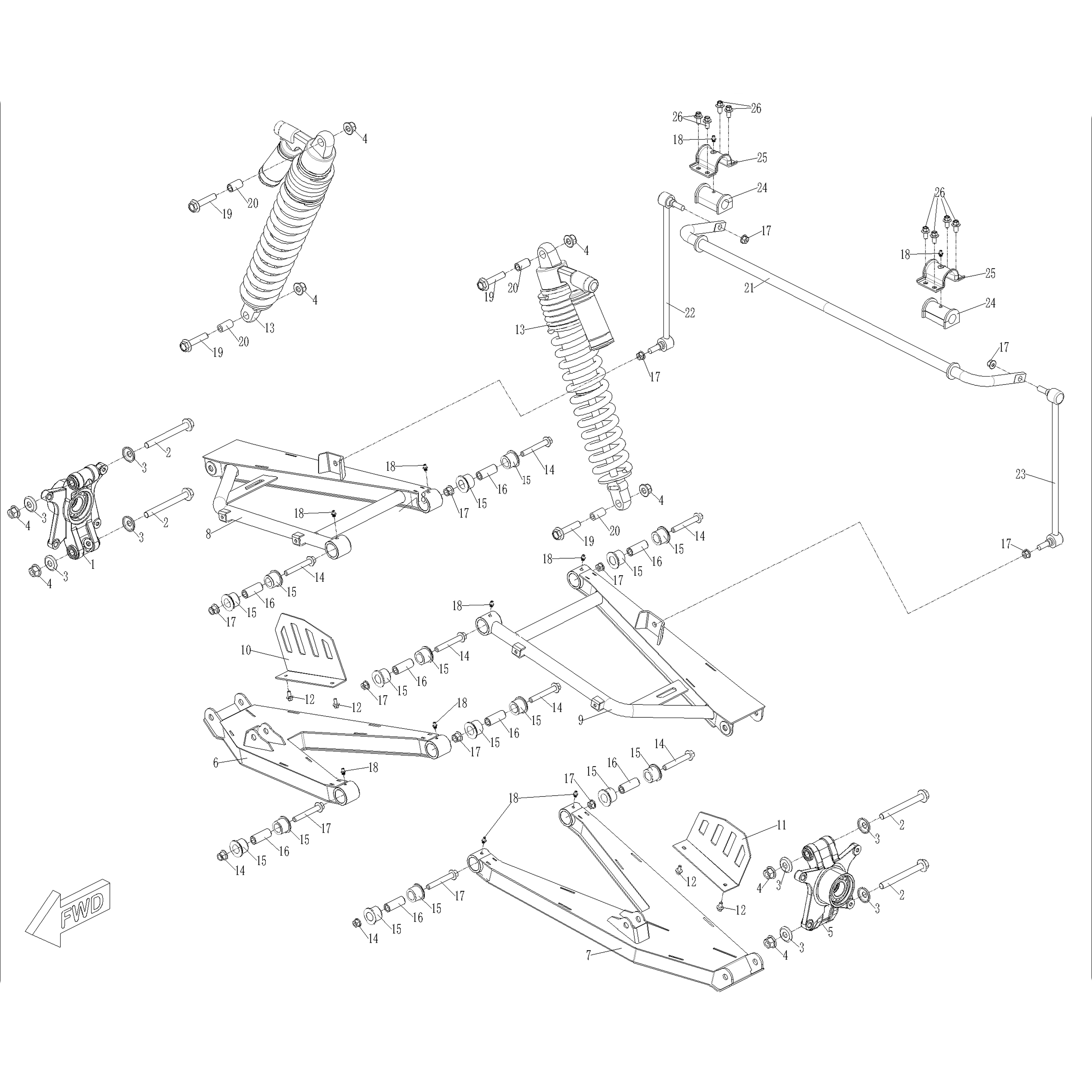 Warrior 1000 MXD Rear Suspension