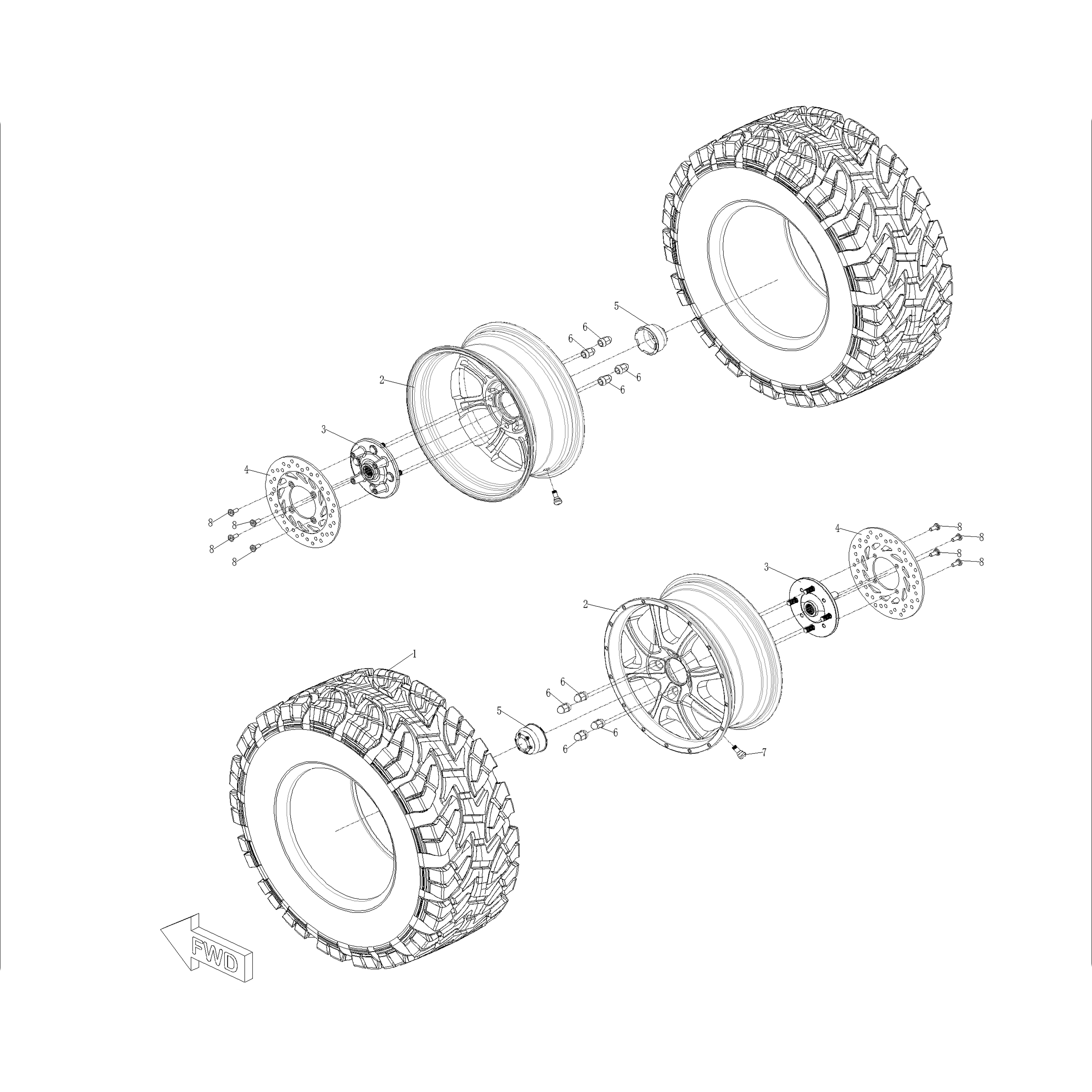 Warrior 1000 MXD Rear Tire & Wheel