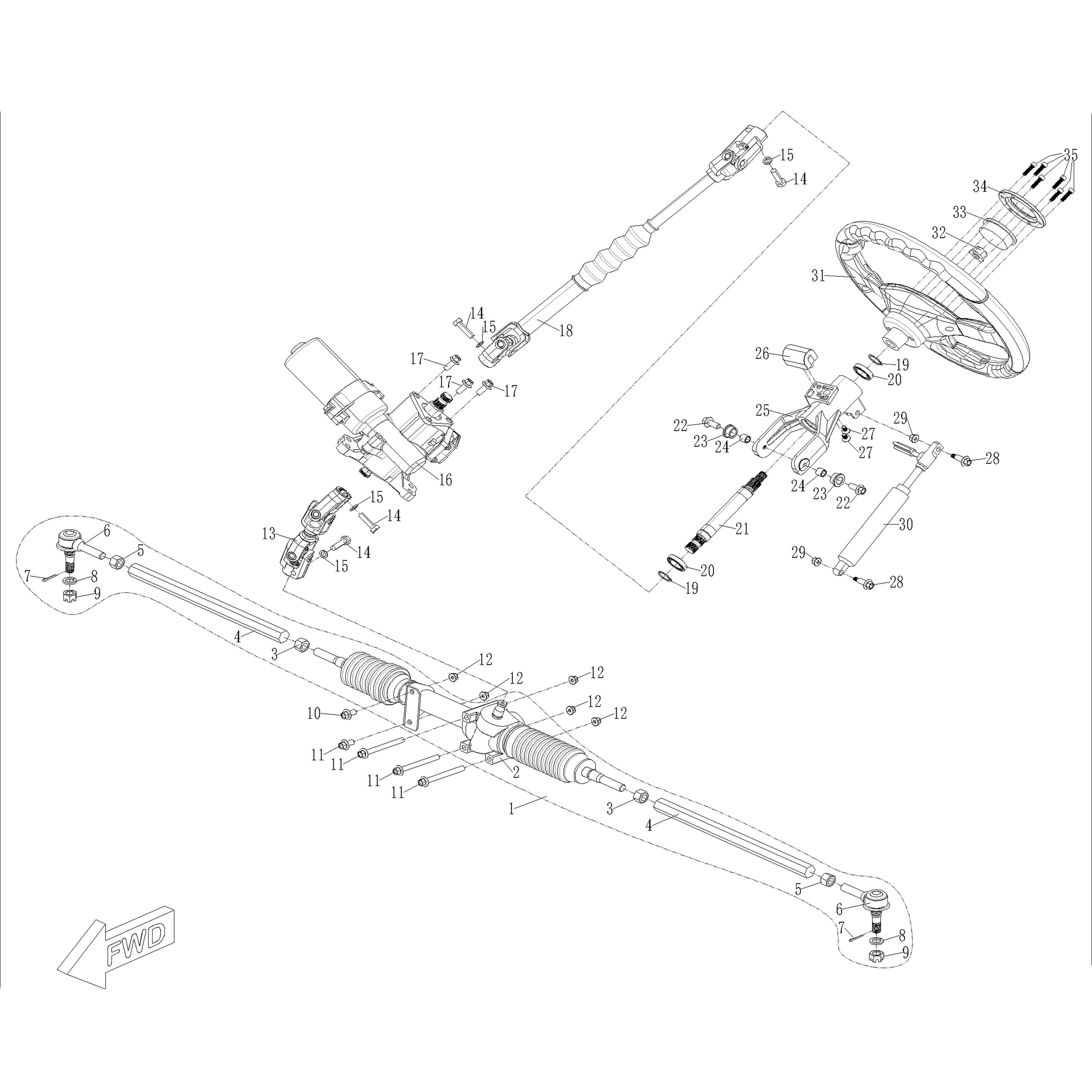 Warrior 1000 MXD Steering System