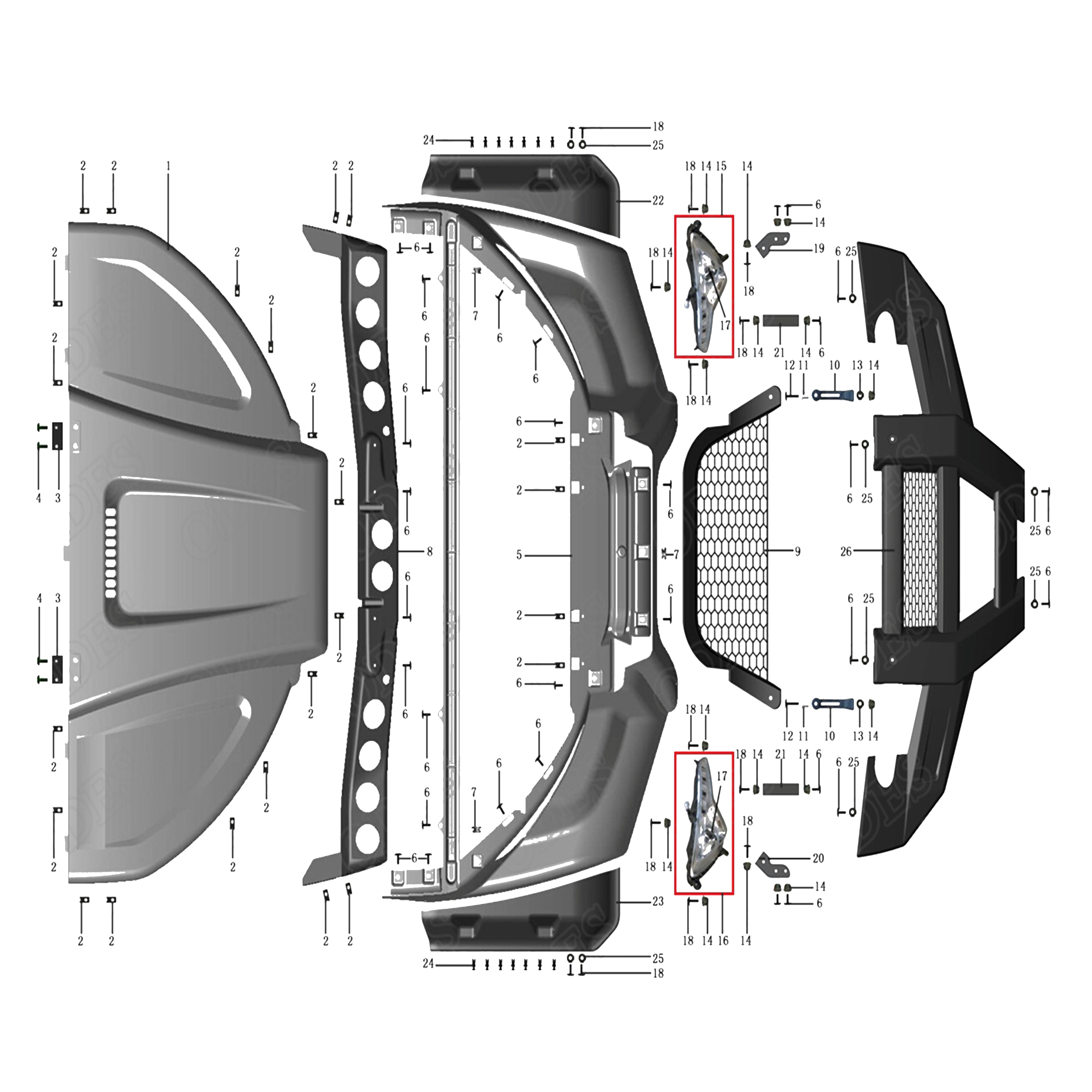 X2-1000 LT PLASTIC COVERS, FRONT PART