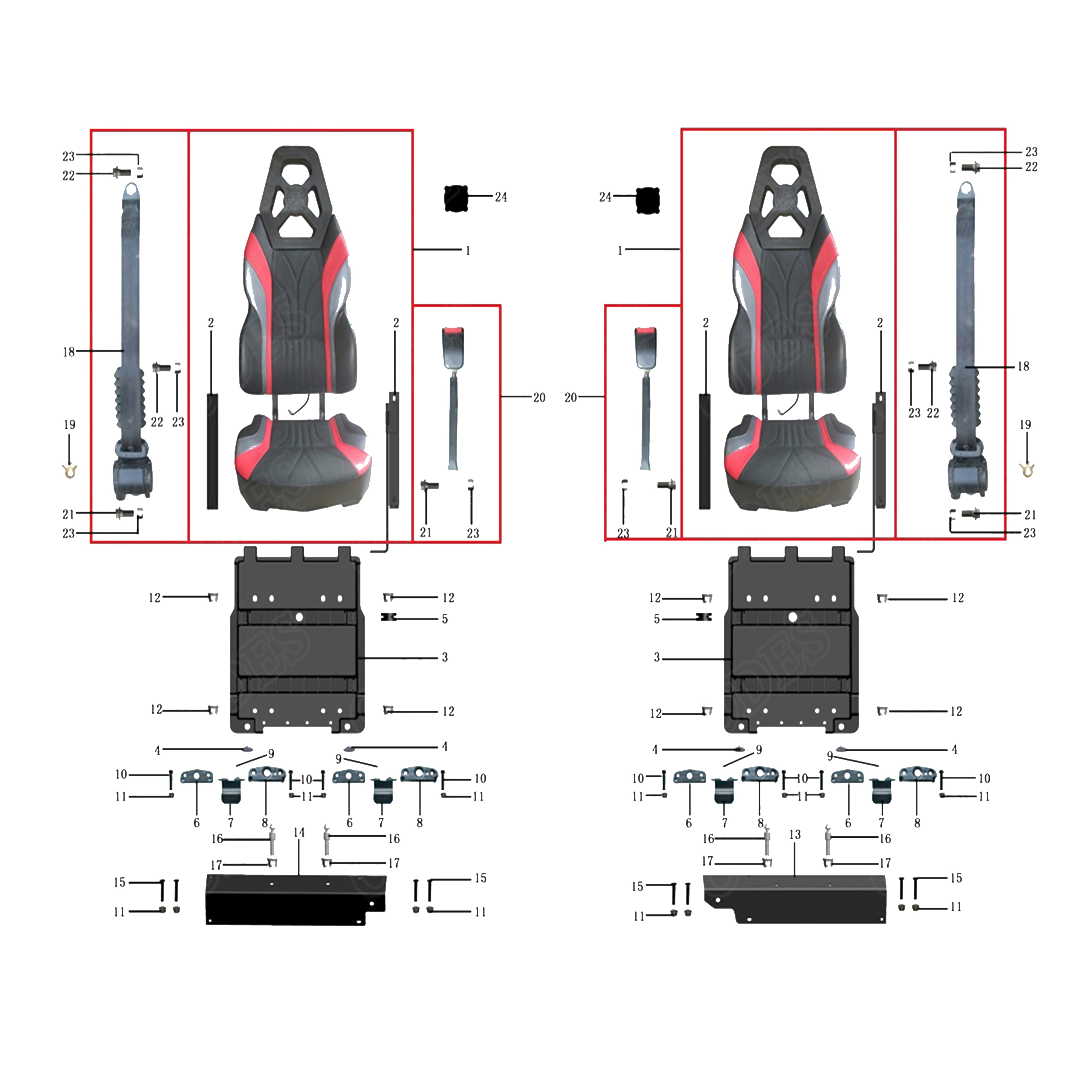 X2-1000 LT SEAT (DOUBLE SWITCHS)