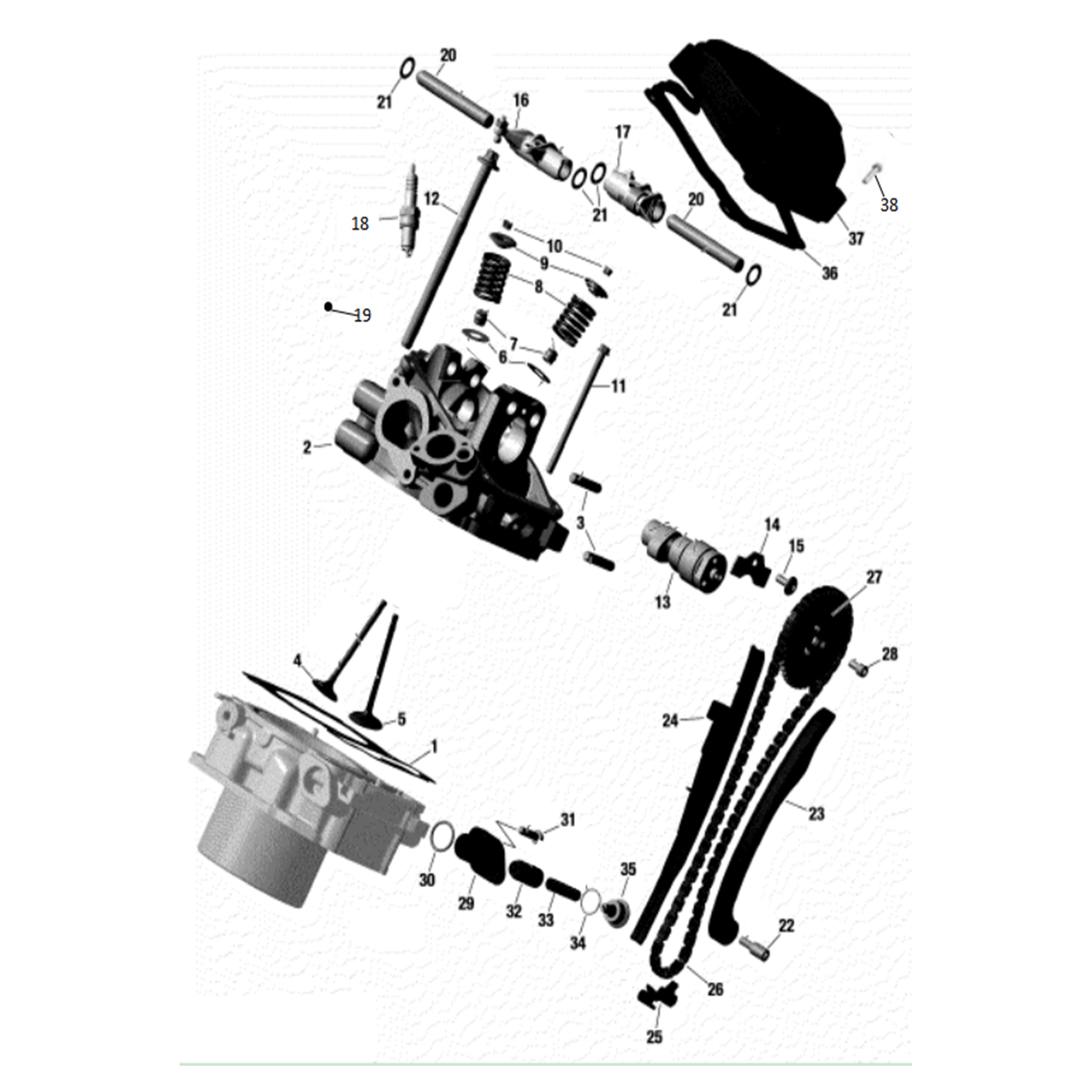 X2-1000 LT SECOND CYLINDER HEAD ASSY