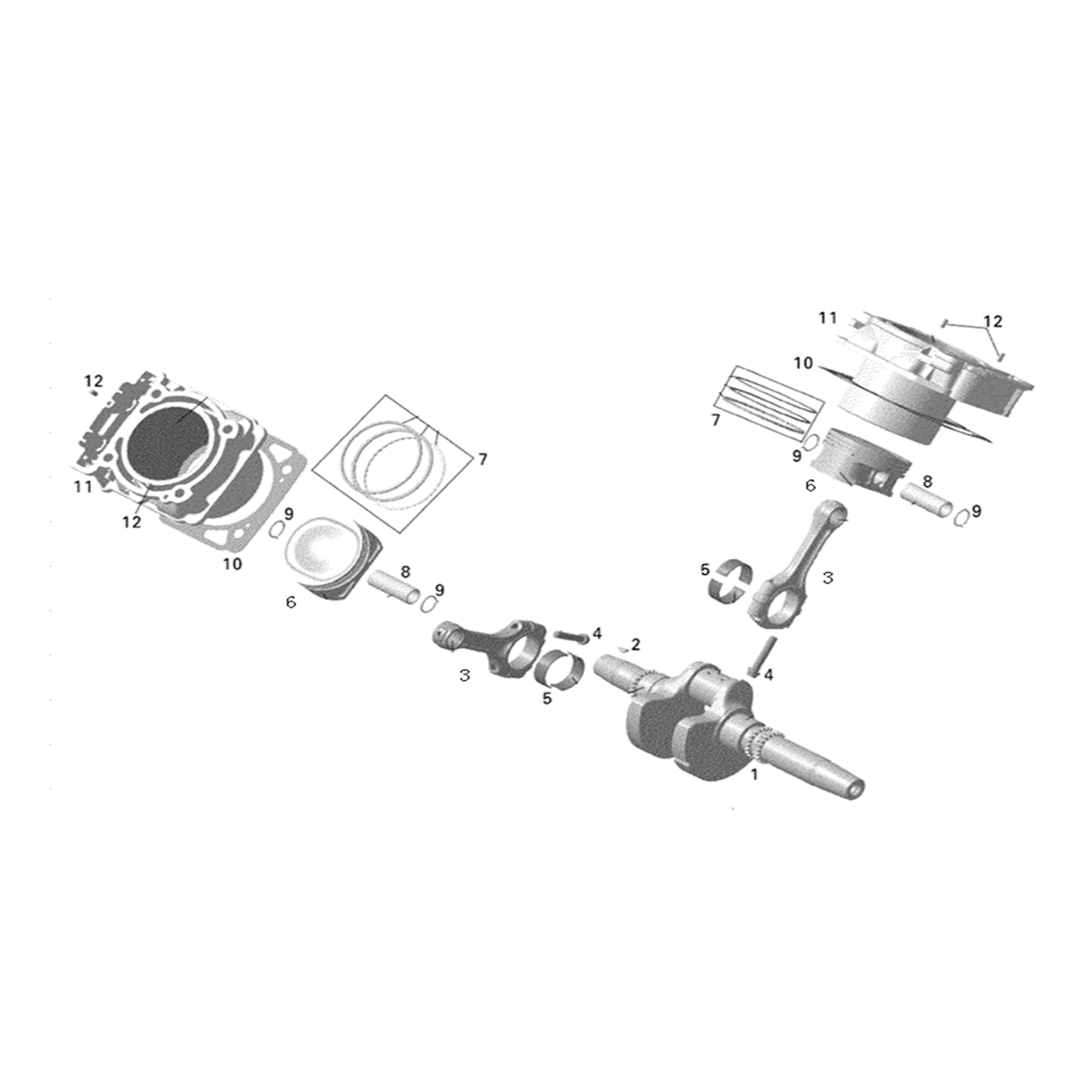 X2-800 LT CRANSHAFT PIOSTON AND CYLINDER