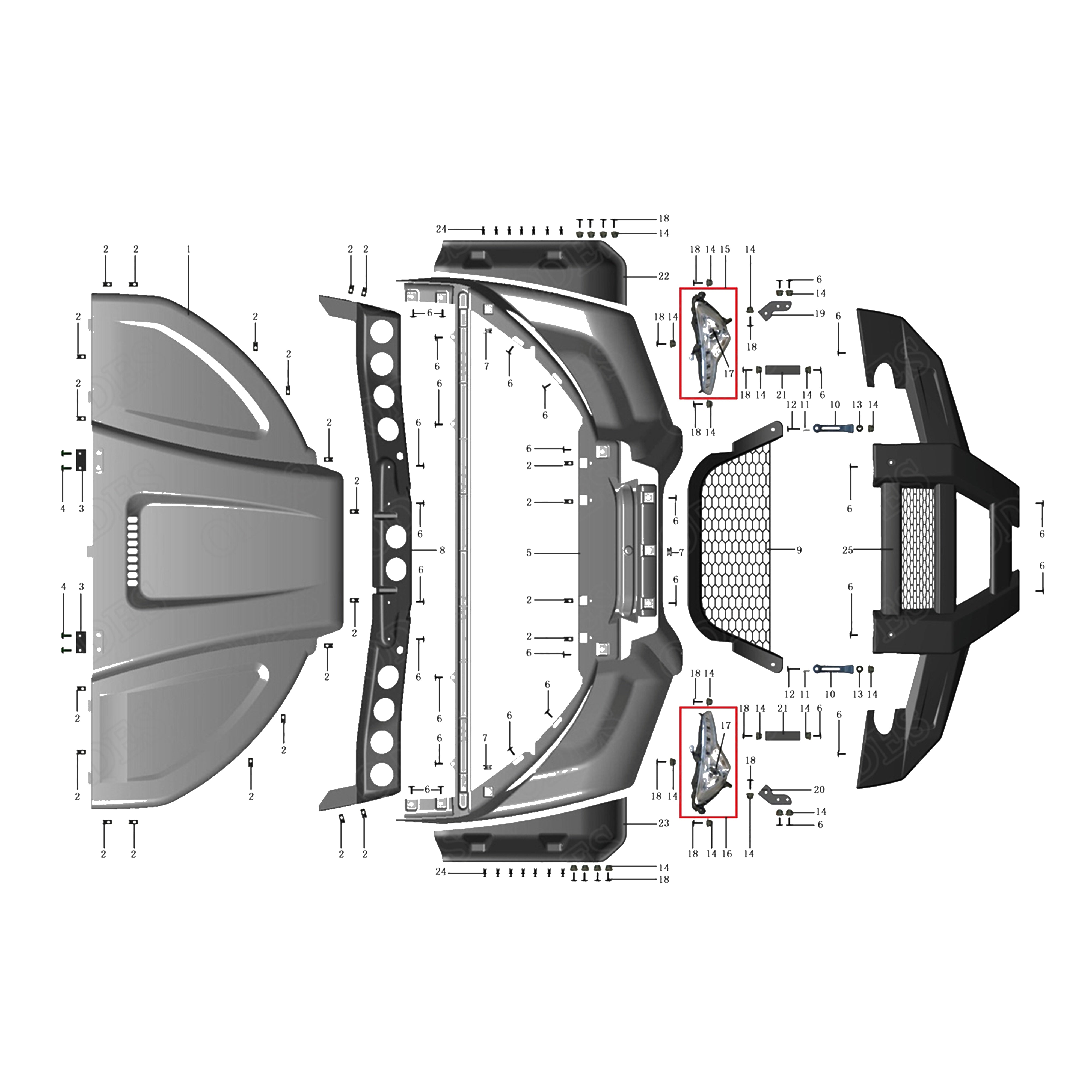 X2-800 LT PLASTIC COVERS, FRONT PART