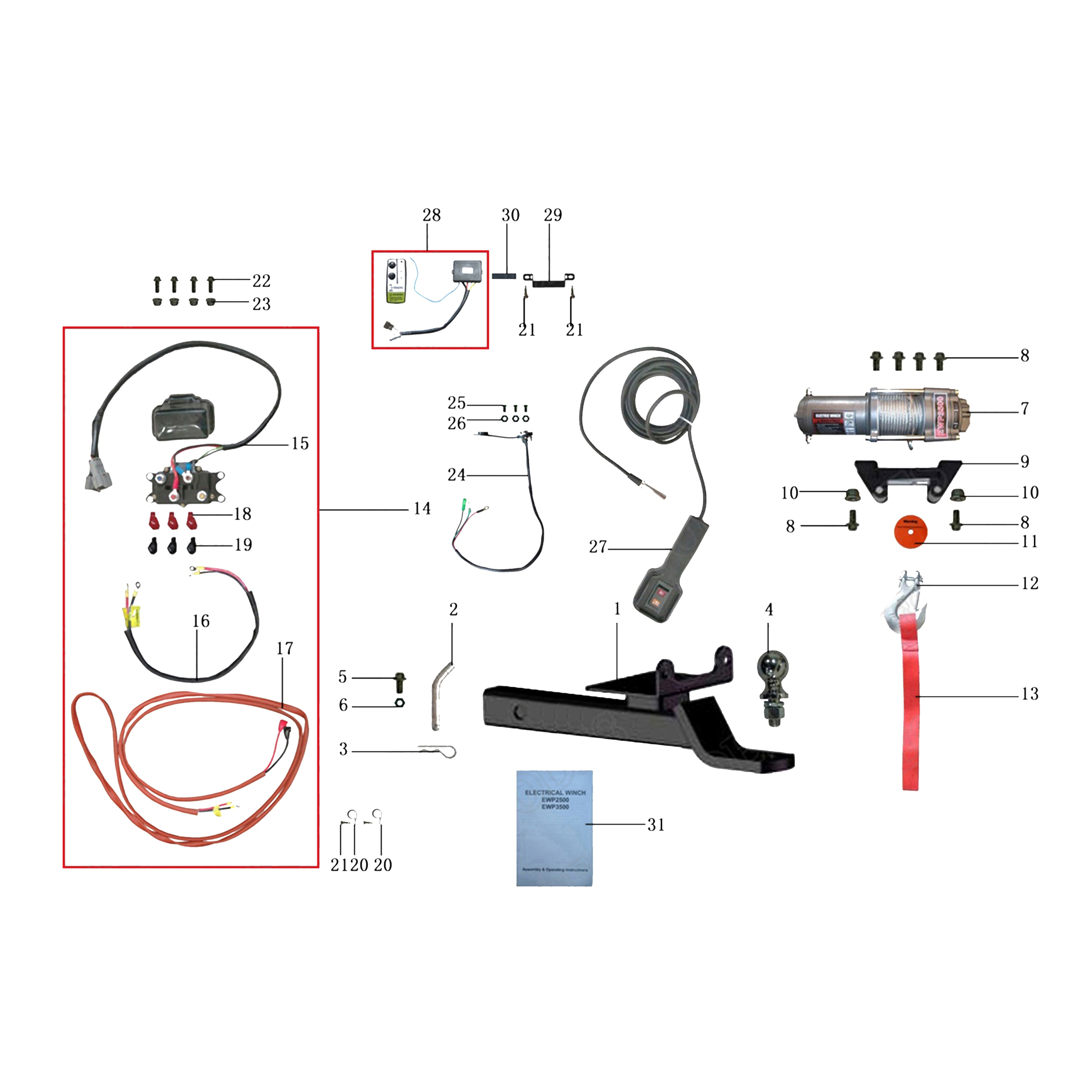 X2-800 LT REAR WINCH ASSY