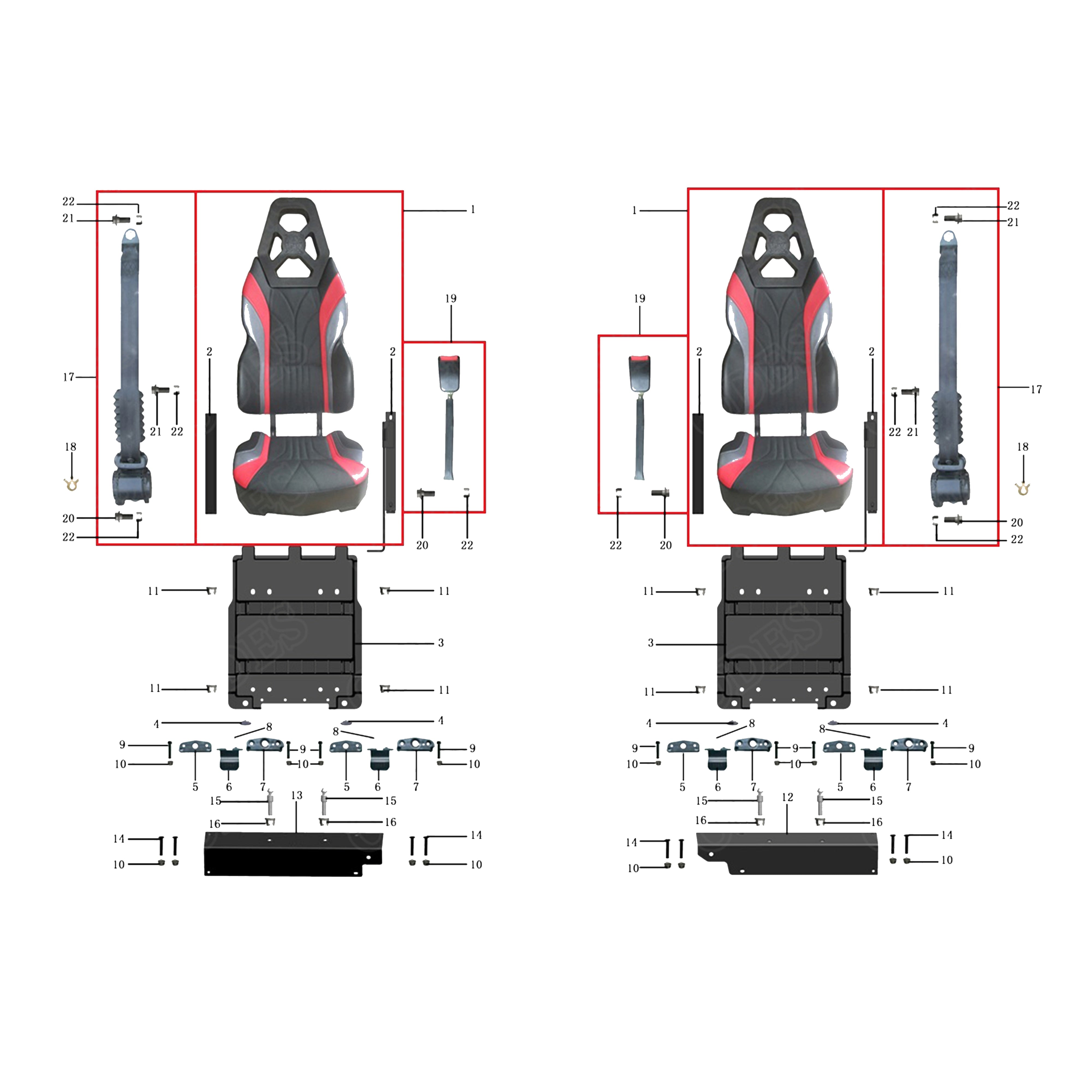 X4-1000 LT FRONT SEATS (SEAT WITH HEAT FUNCTION)