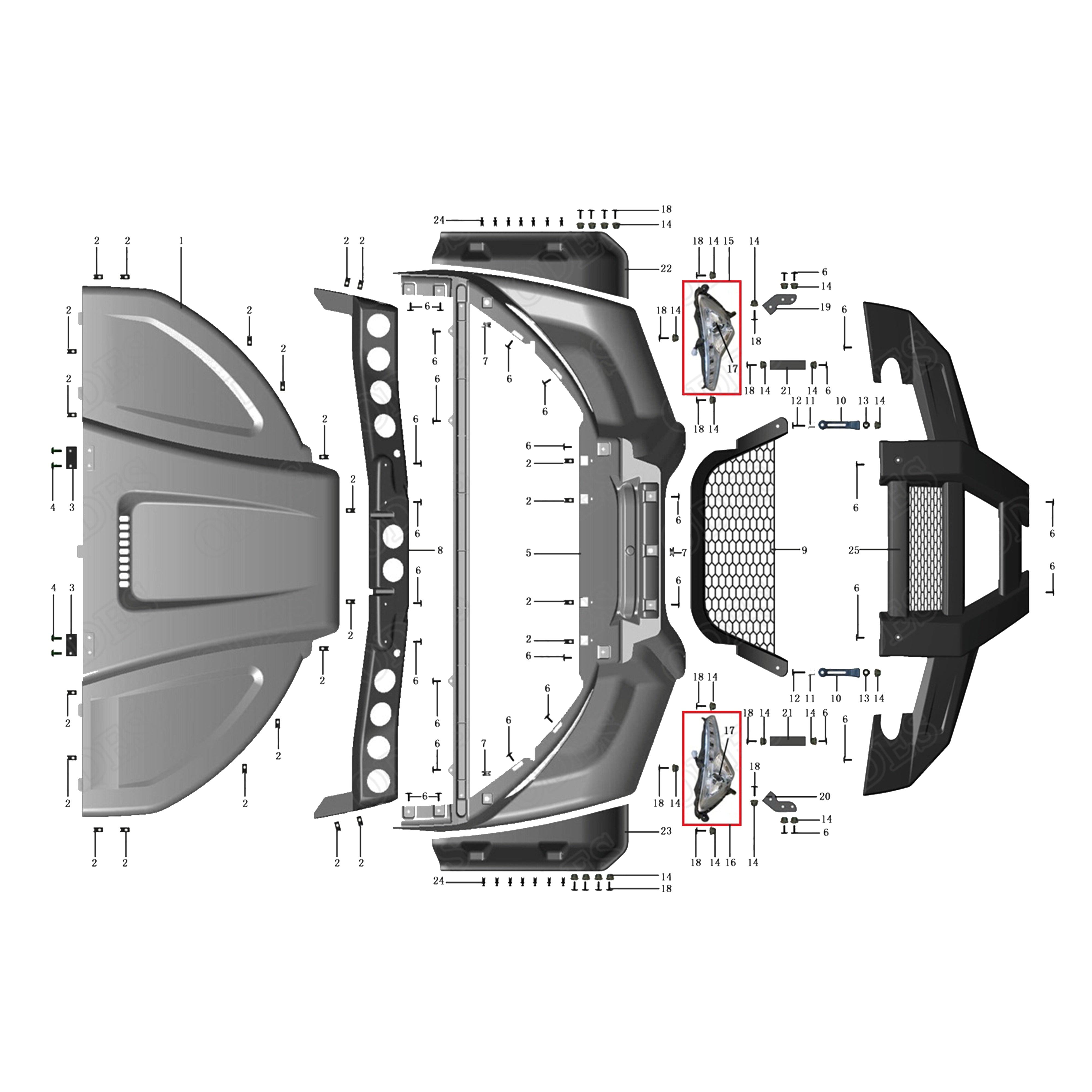 X4-1000 LT PLASTIC COVERS, FRONT PART