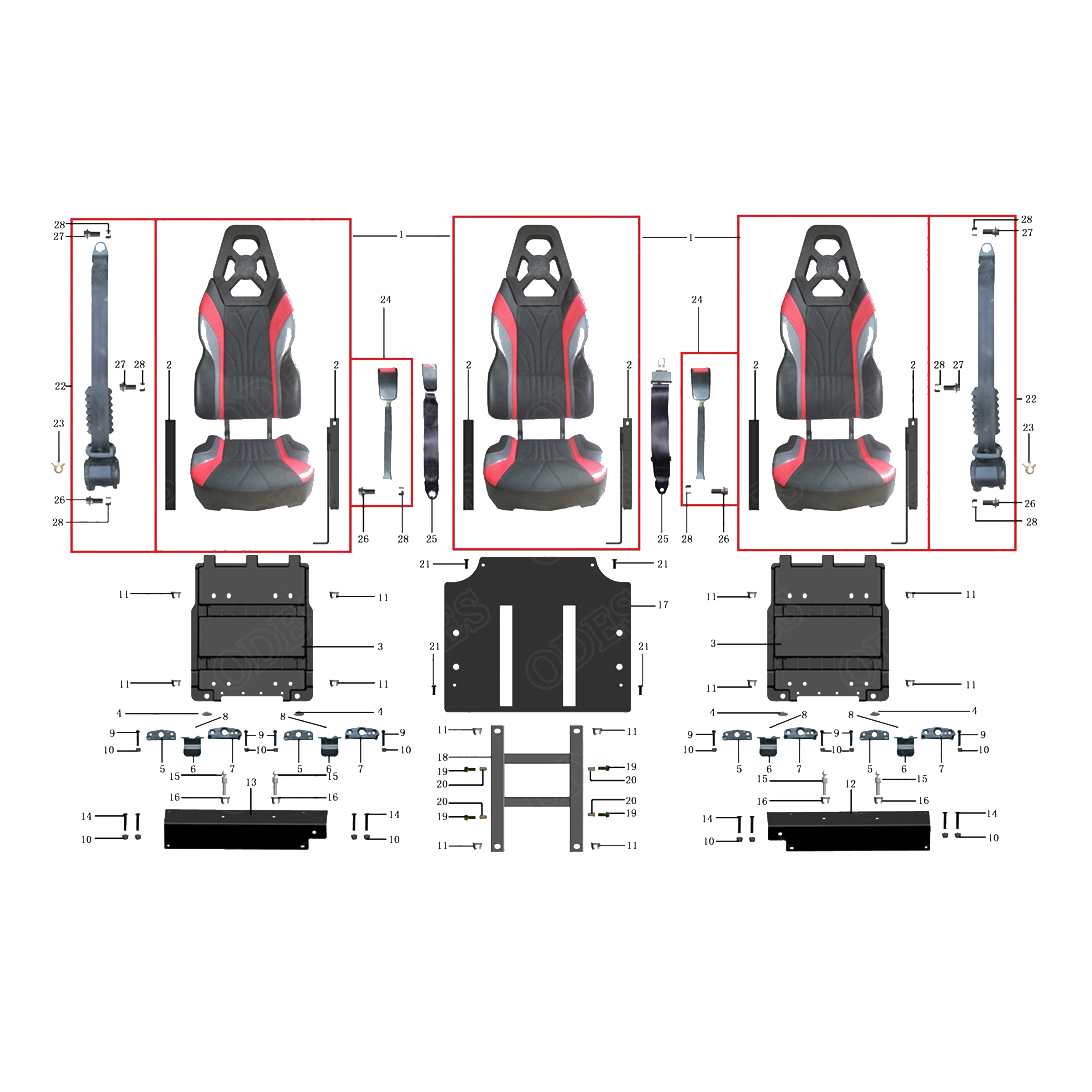 X4-1000 LT REAR SEATS (DOUBLE SWITCHS 2017 MODEL)