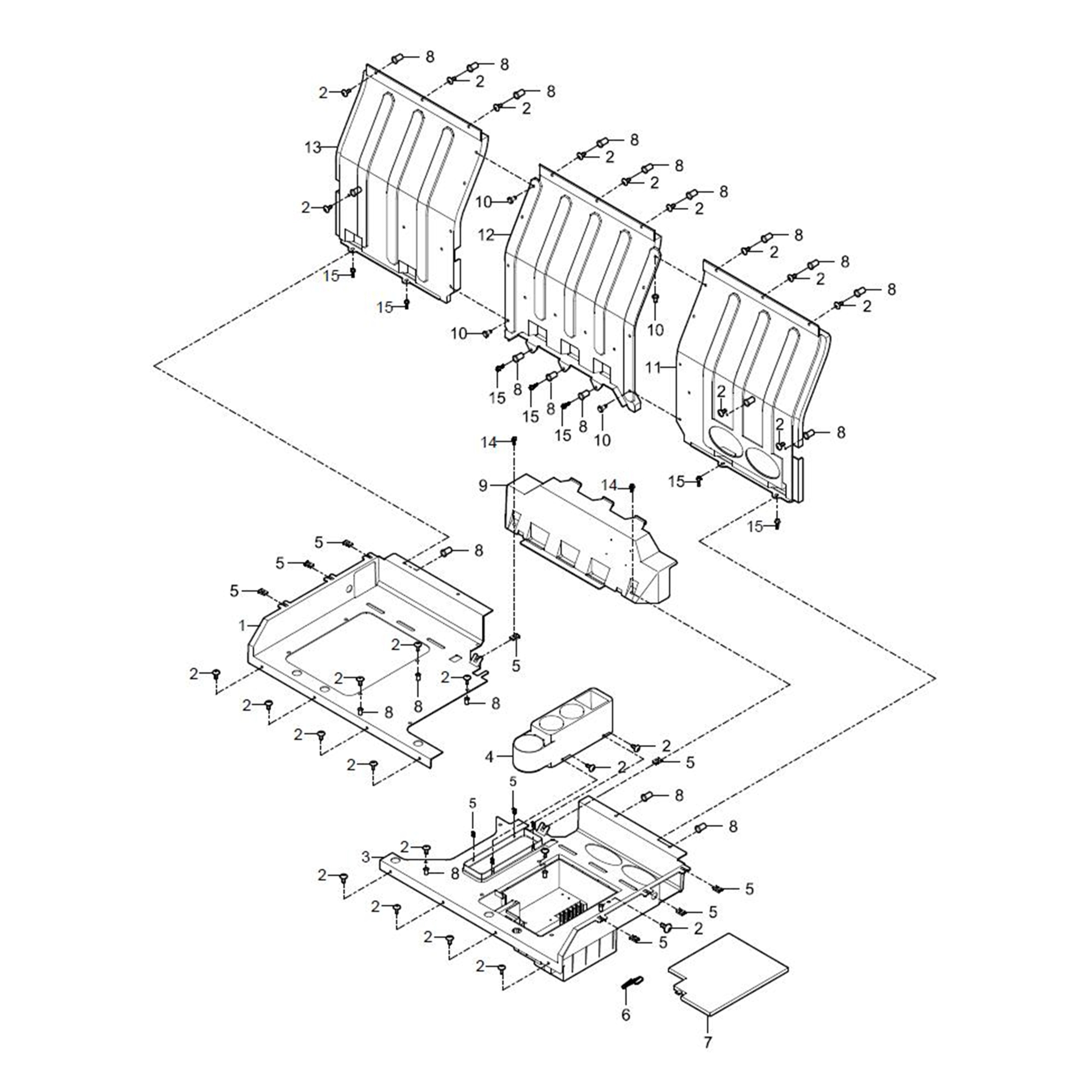 XF-3 BACK INTERIOR PLASTIC PARTS