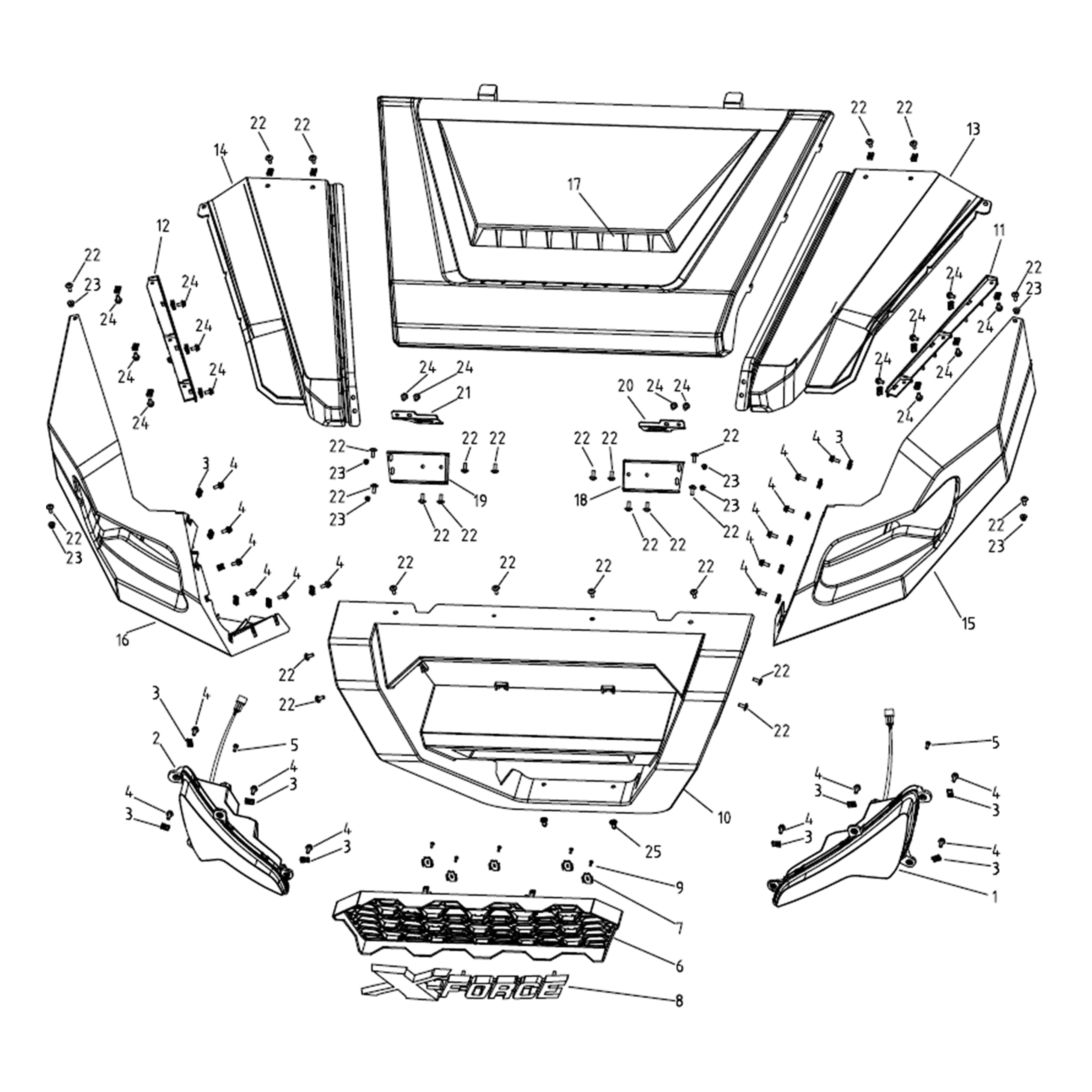 XF-3 PLASTIC COVERS, FRONT PART